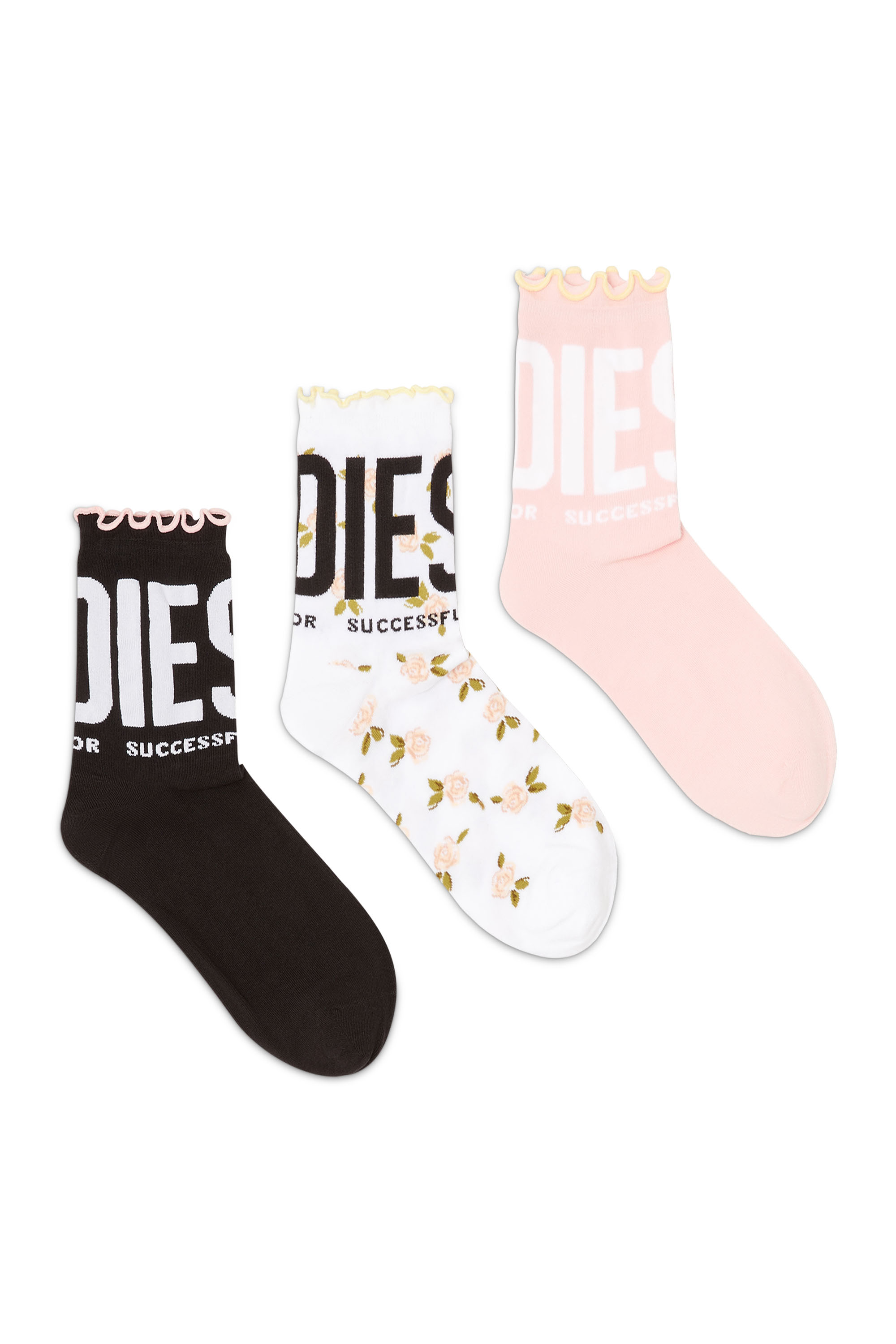 Diesel - SKW-LOLITA-3PACK, Lot de trois paires de chaussettes &agrave; bord festonn&eacute; Femme in Polychrome - 1