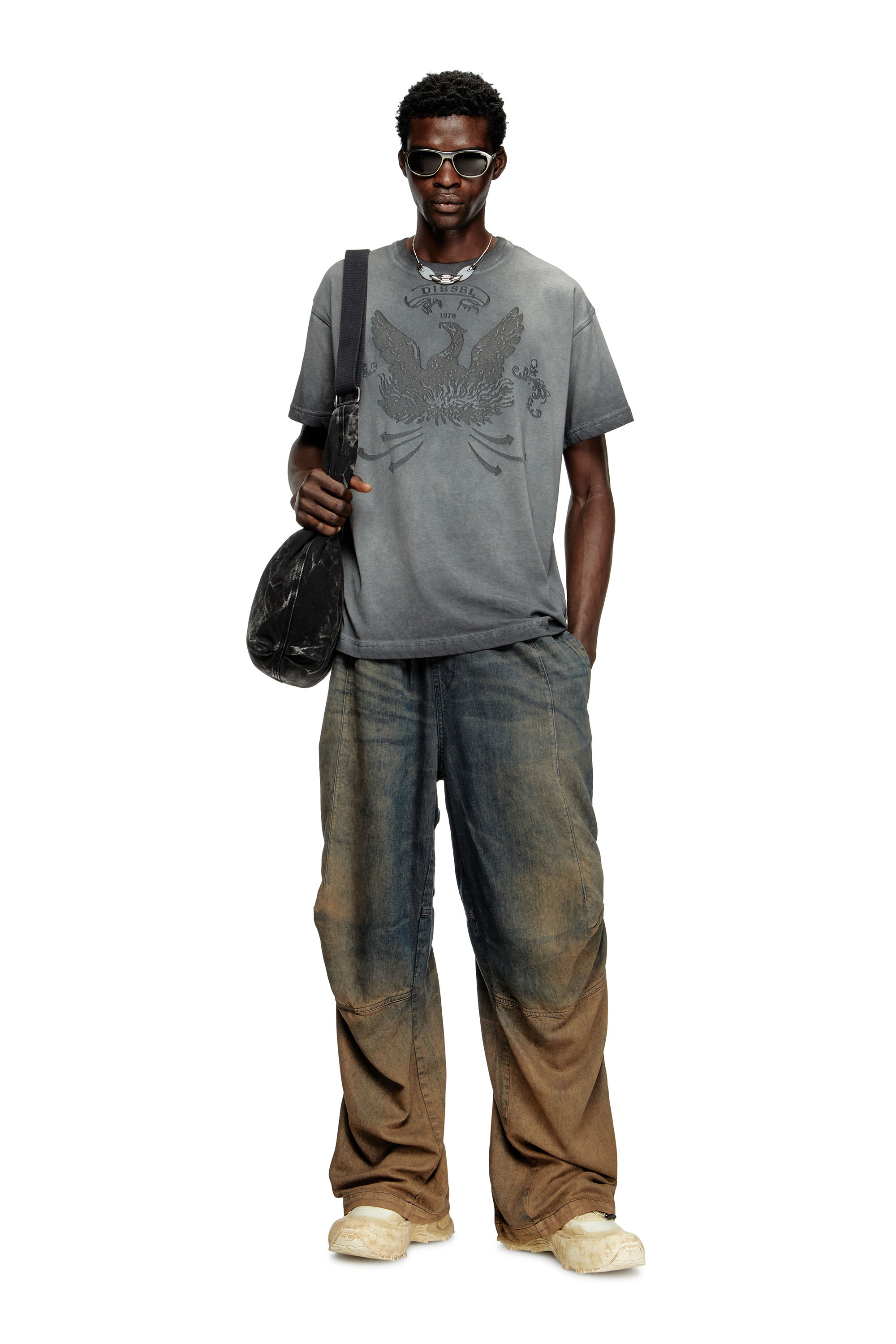 Diesel - RAVE HOBO X, Rave - Sac hobo en denim avec fermeture éclair Mixte in Noir - 2