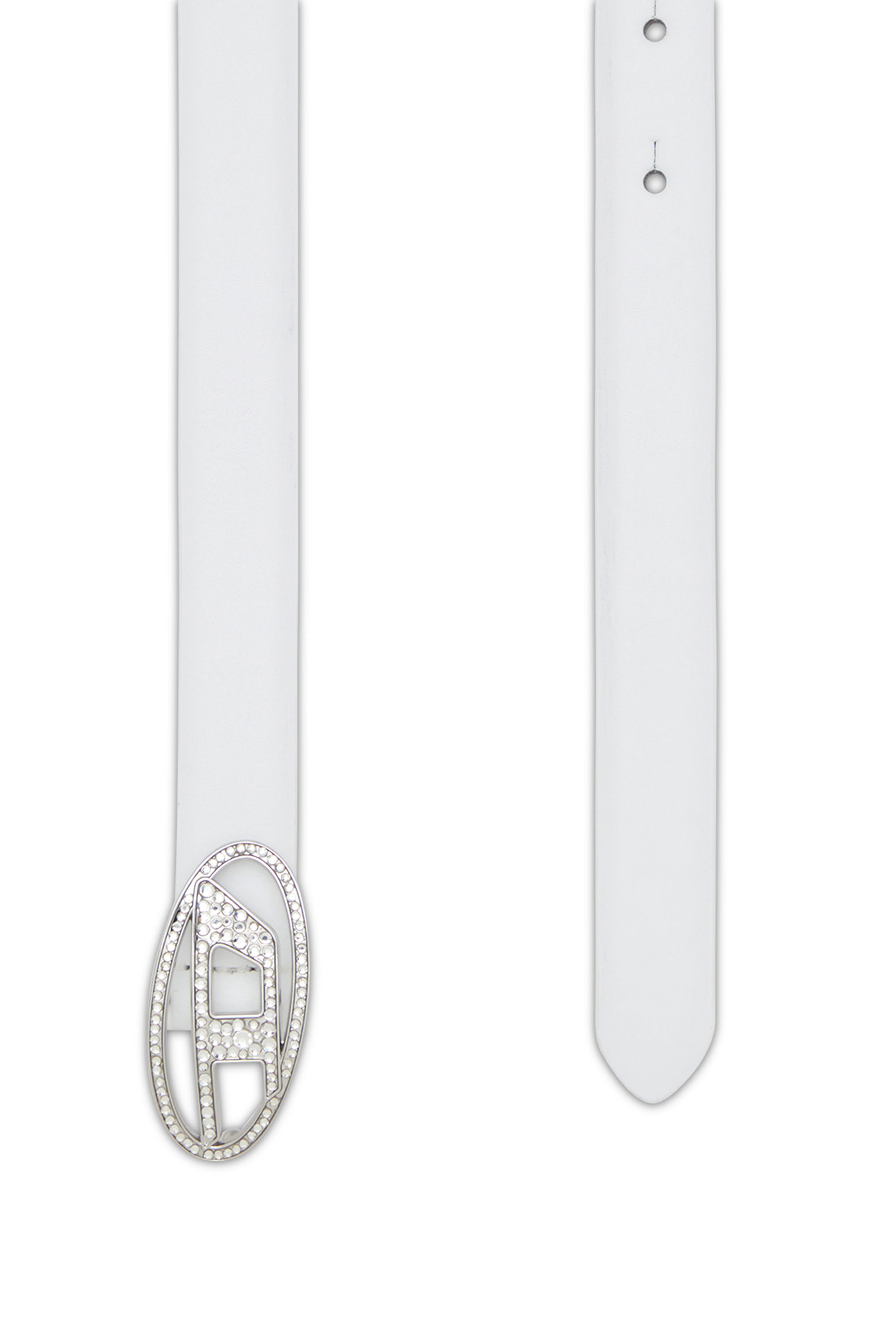 Diesel - B-1DR STRASS 20, Ceinture 1.9 cm slim en cuir avec boucle en cristal Femme in Blanc - 2