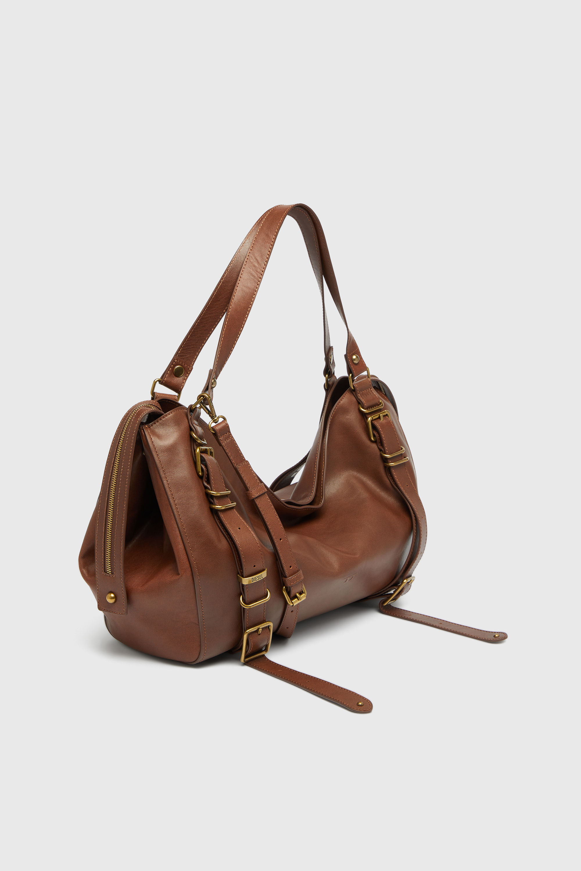 Diesel - D-ONE TOPHANDLE L, D-One-Sac large &agrave; poign&eacute;e sup&eacute;rieure en cuir trait&eacute; Mixte in Marron - 5