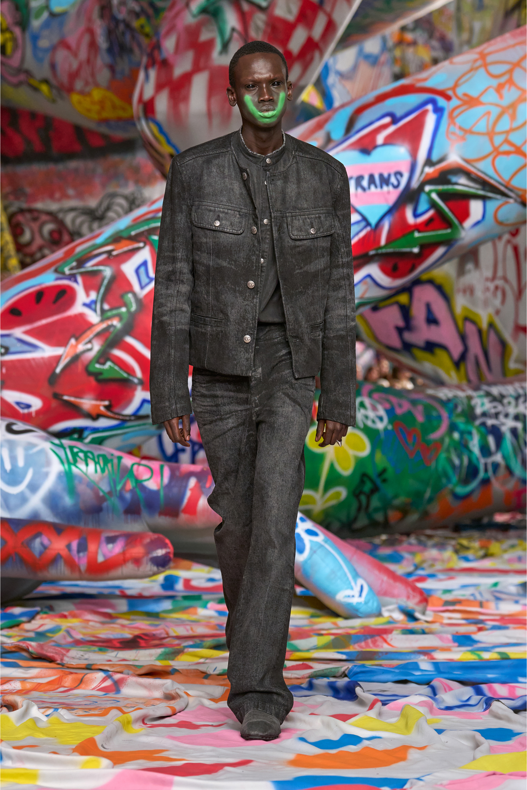 Diesel - D-ABERDEEN-FSH2, Veste en denim de coton et chanvre gravé au laser Homme in Noir - 3