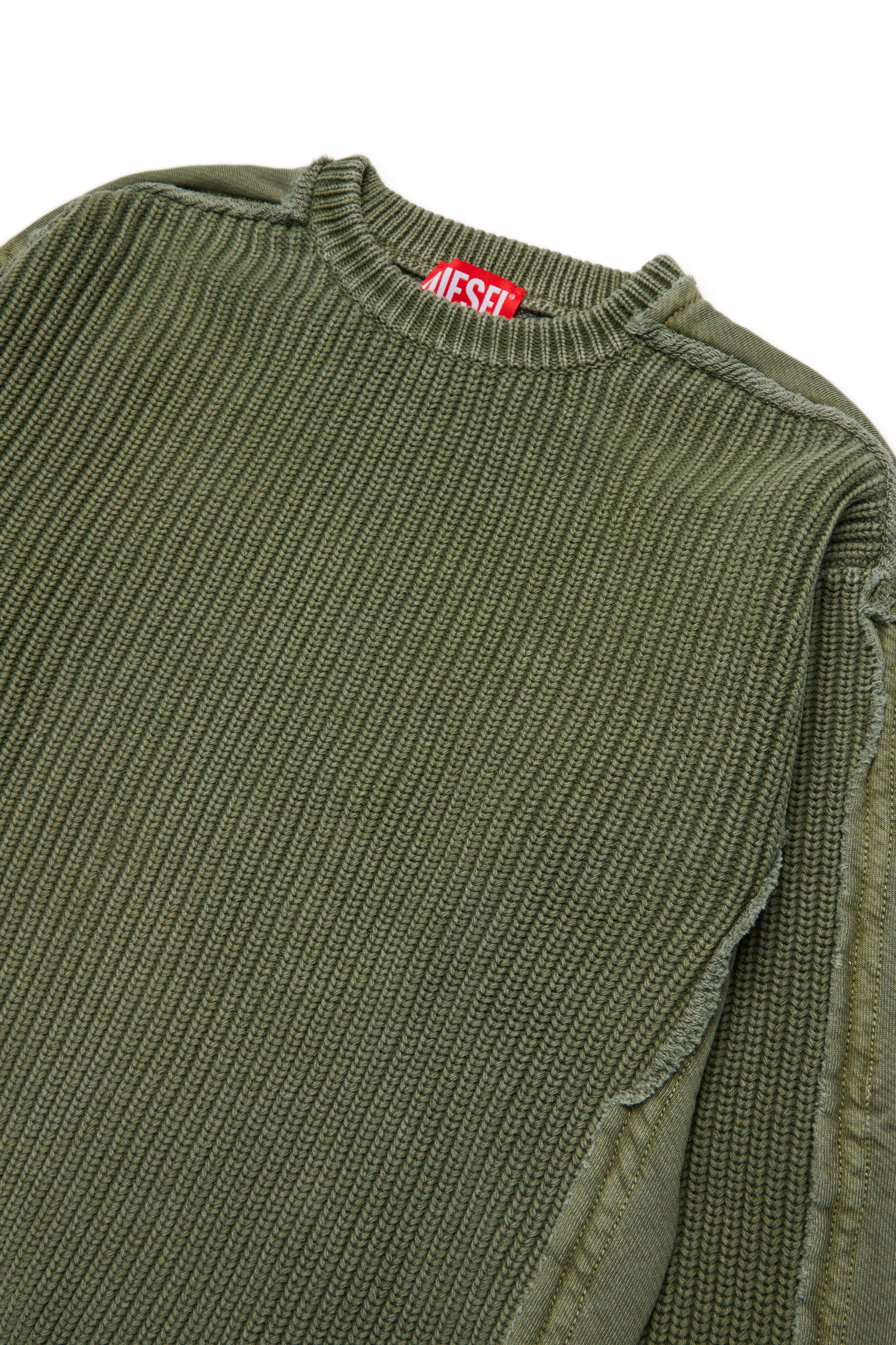 Diesel - KOBERTOROUND OVER, Pull col rond en coton avec logo Homme in Vert - 3
