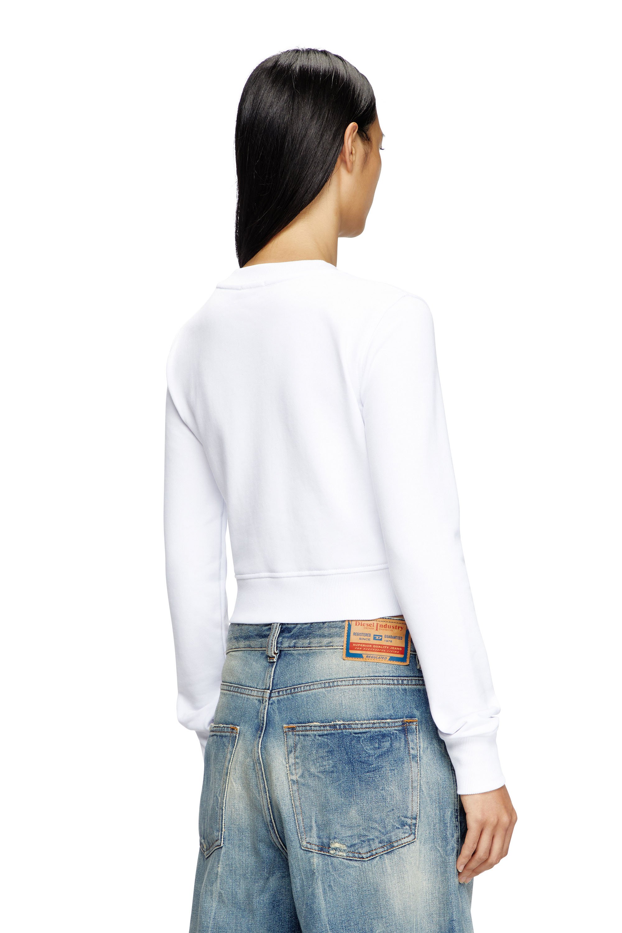 Diesel - F-SLIMMY-OD, Sweat-shirt cropped avec logo cut-out Femme in Blanc - 4