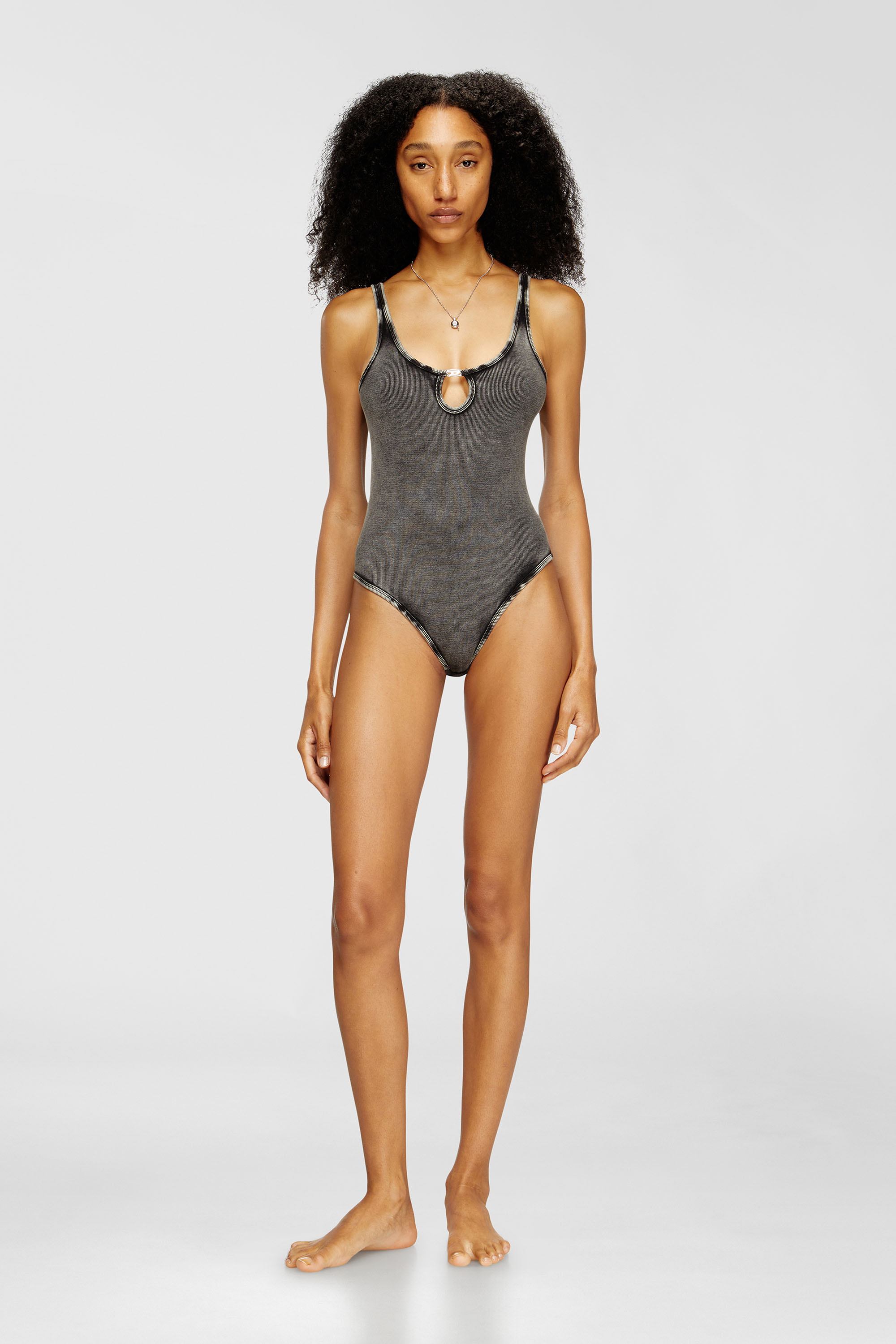 Diesel - MAURA-DNM, Body en coton stretch &agrave; effet marbr&eacute; Femme in Gris - 2
