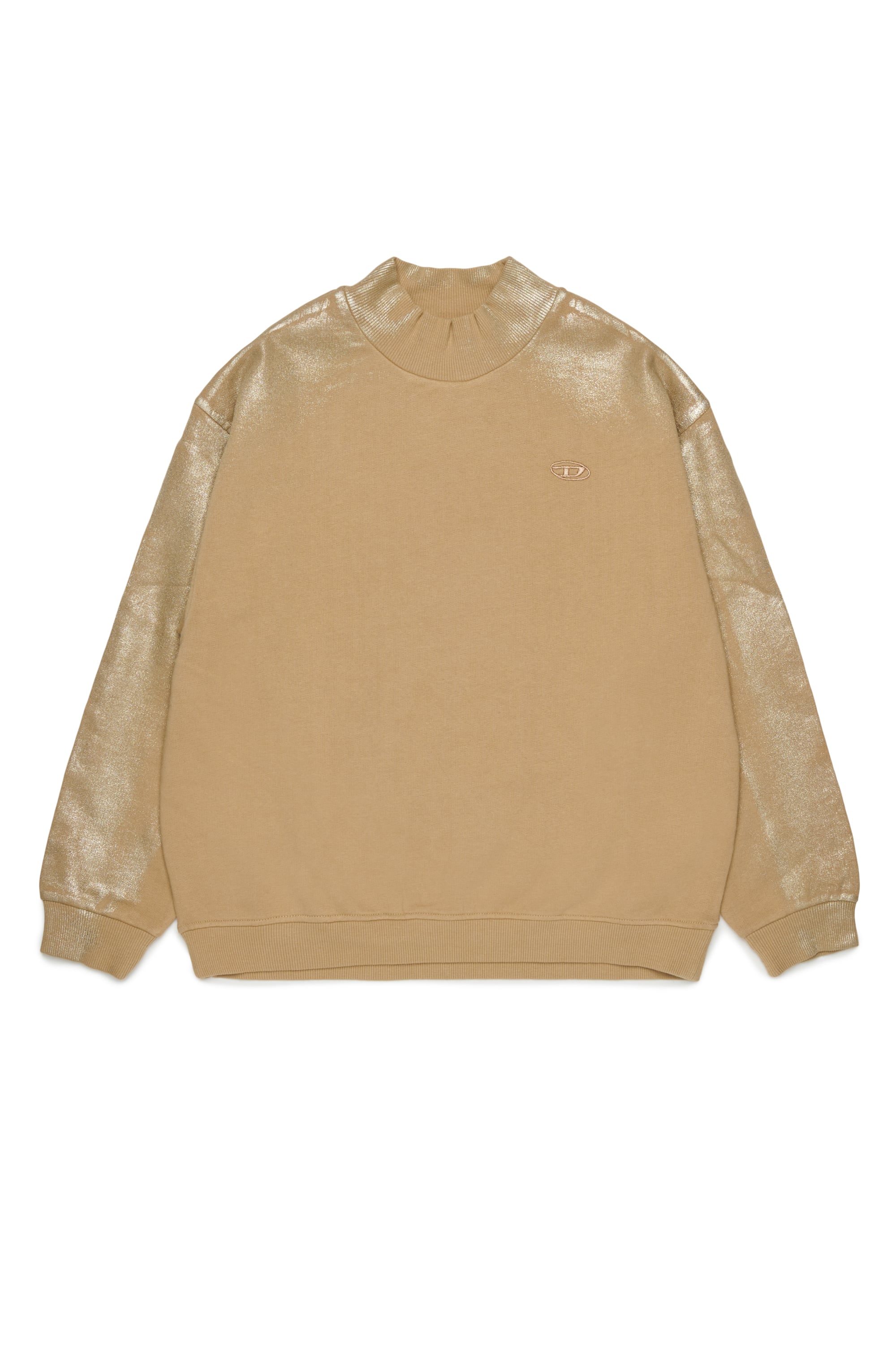 Diesel - SFALEXNS1, Sweat-shirt avec manches effet m&eacute;tallis&eacute; Femme in Marron - 1