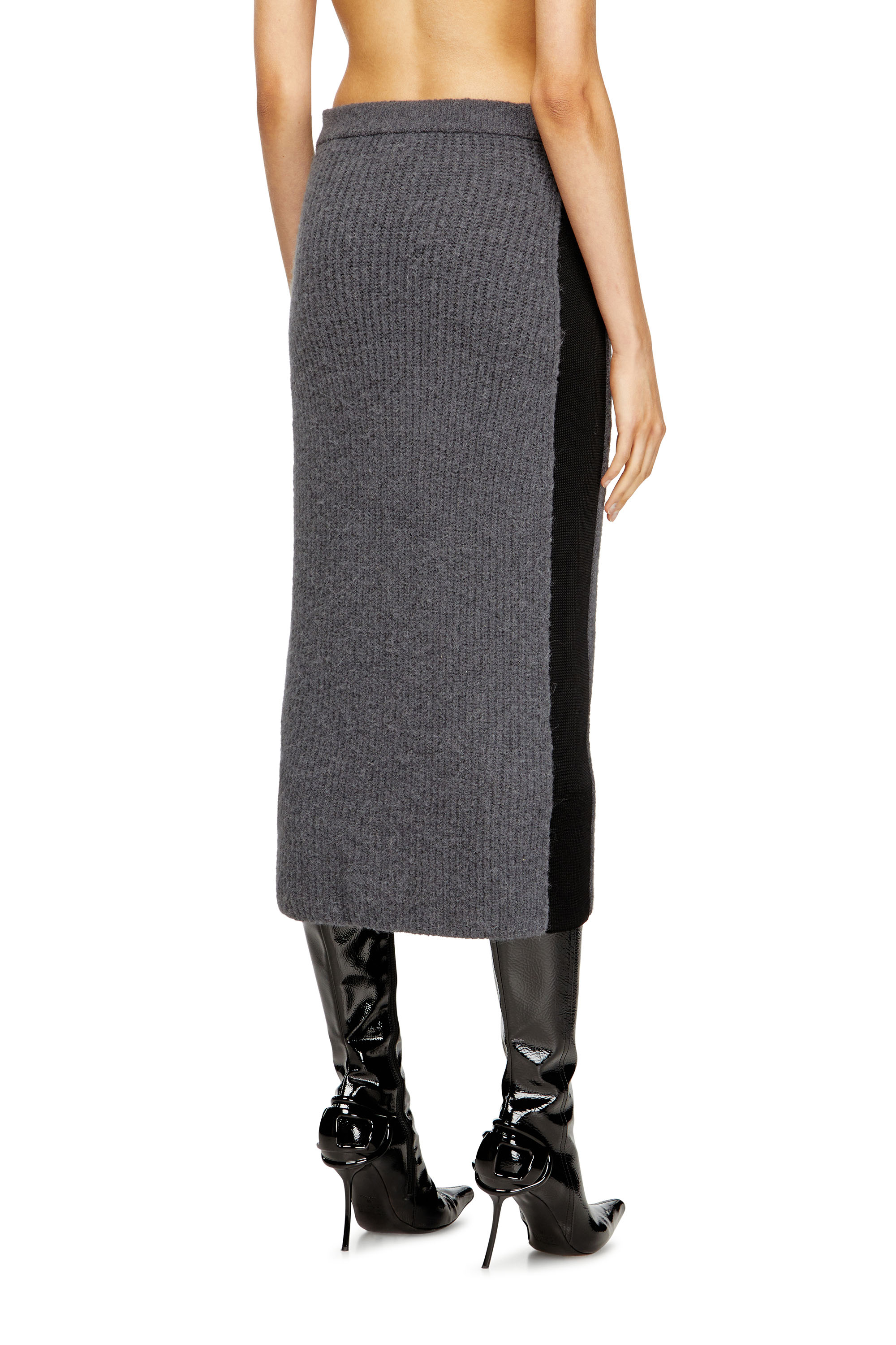Diesel - M-LOUSI, Jupe midi en alpaga avec zip frontal Femme in Gris - 4