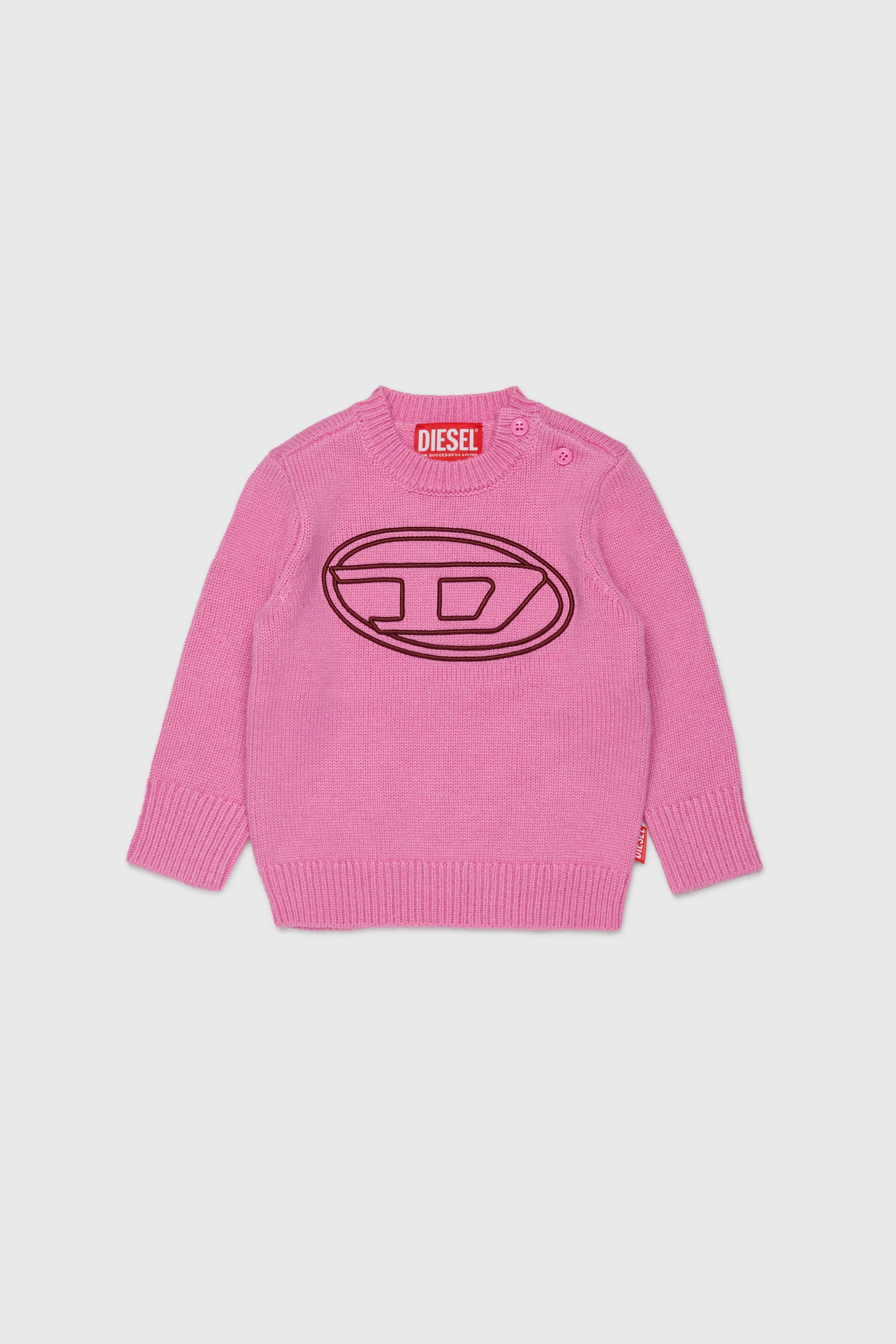 Diesel - KOMYB, Pull enrichi en cachemire avec grand Oval D Homme in Rose - 1