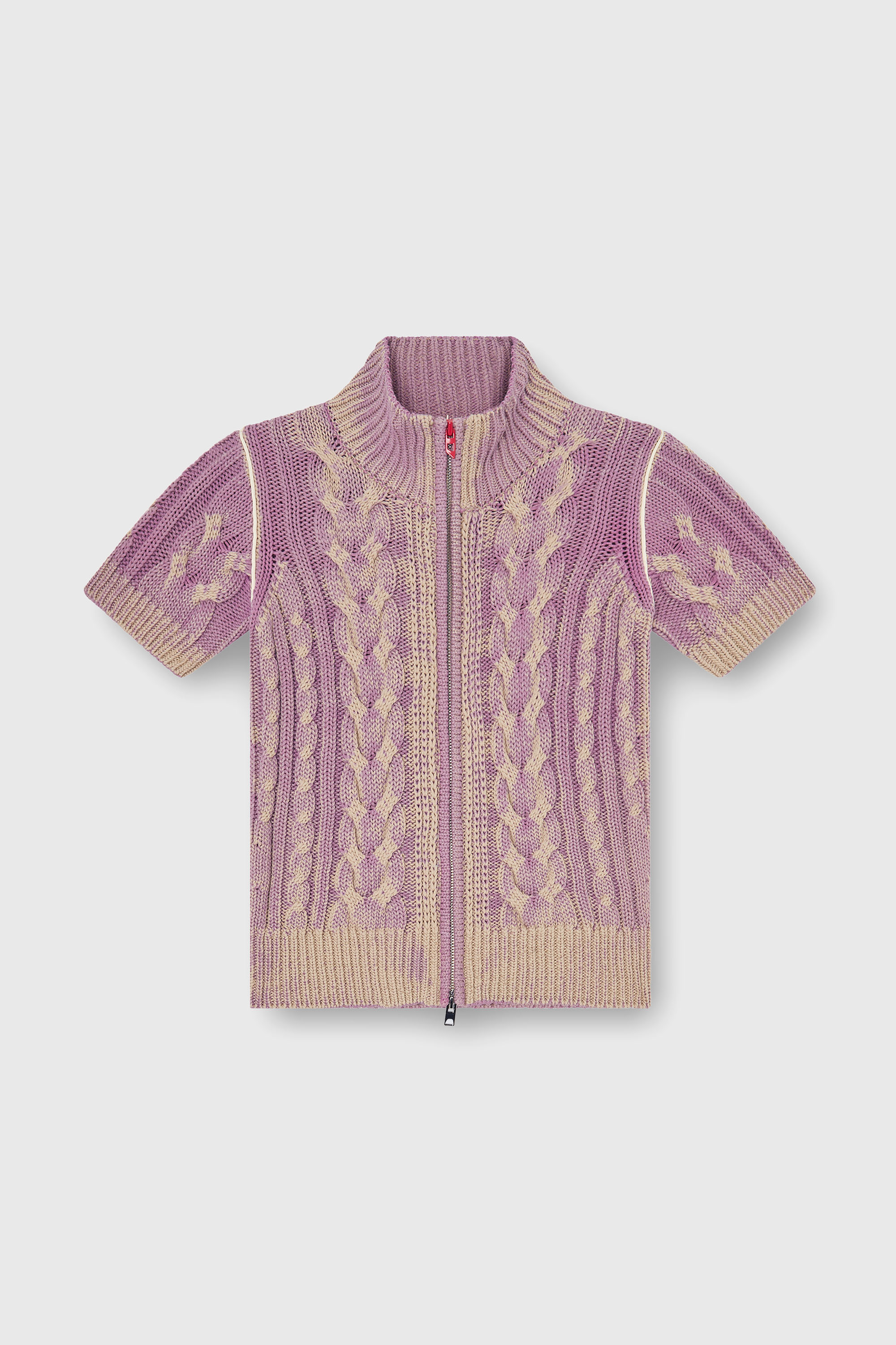 Diesel - M-ELANA, Cardigan &agrave; manches courtes zipp&eacute; en maille torsad&eacute;e Femme in Polychrome - 2