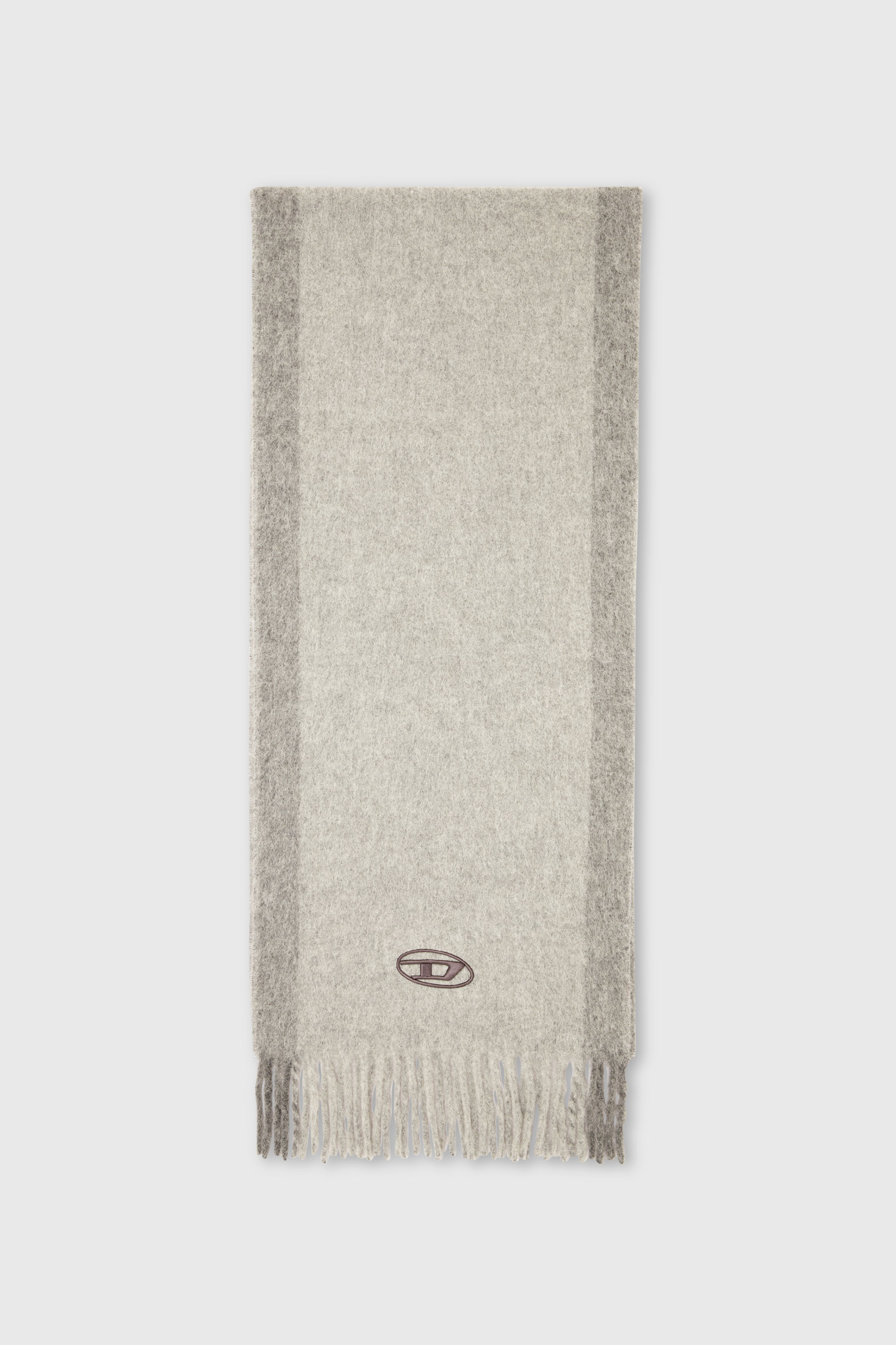 Diesel - S-OLID, &Eacute;charpe en m&eacute;lange de laine avec rayures contrast&eacute;es Homme in Gris - 1
