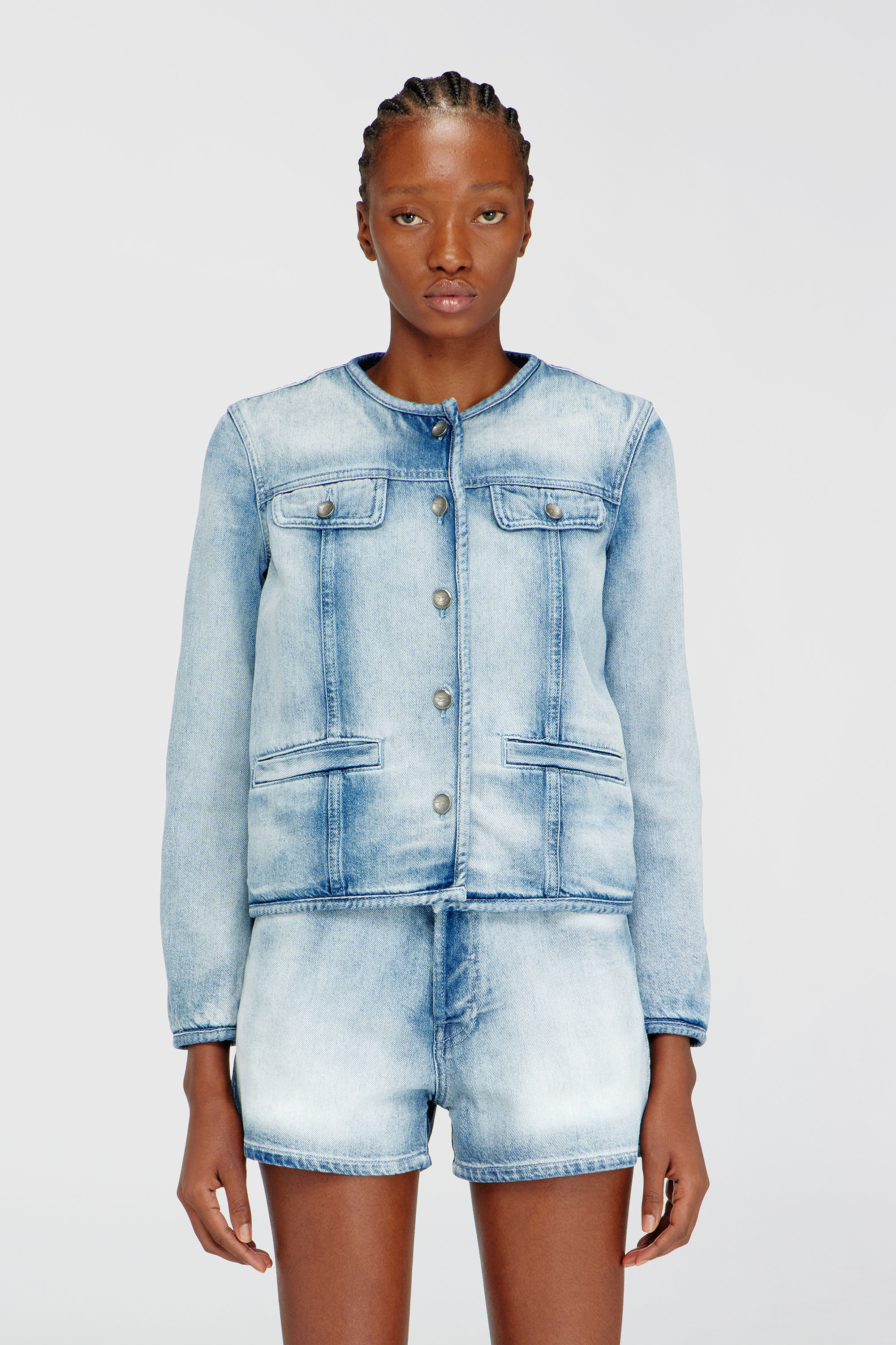 Diesel - DE-GRAFY-FSI1, Veste en denim skeleton mi-l&eacute;ger Femme in Bleu - 3