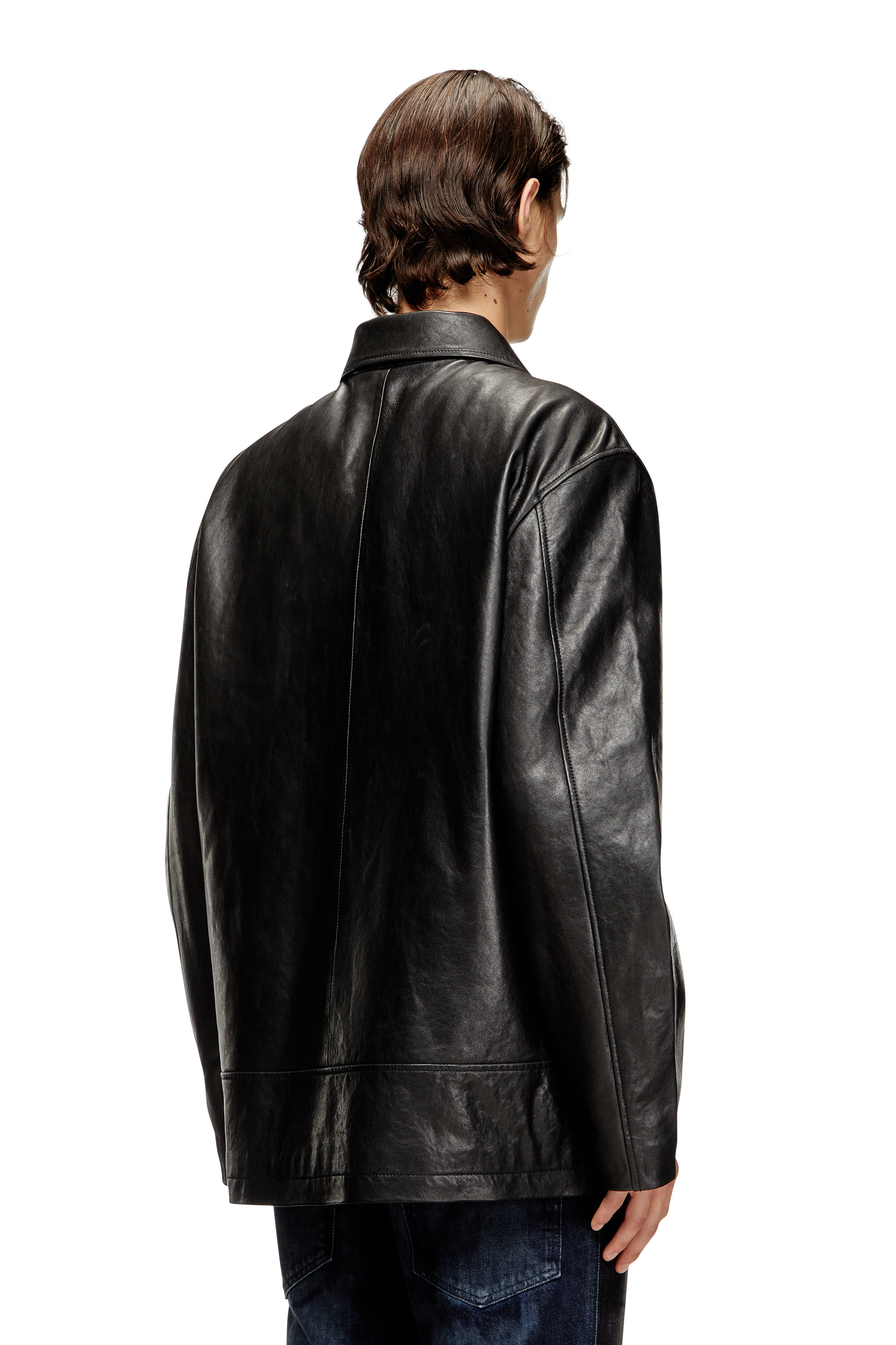 Diesel - L-JESS, Veste en cuir matelassée Homme in Noir - 4