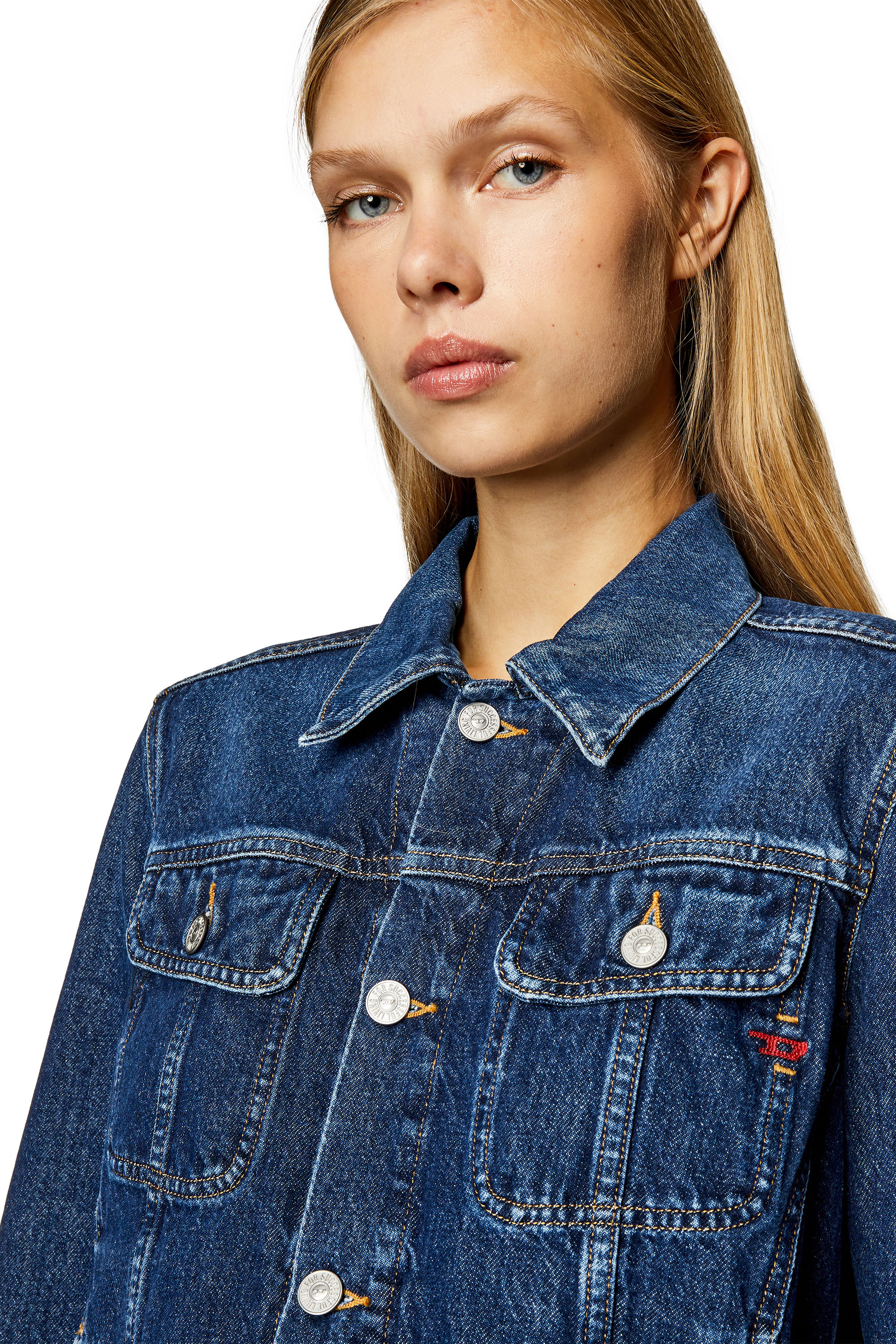 Diesel - DE-BONNY, Veste trucker en denim Femme in Bleu - 5