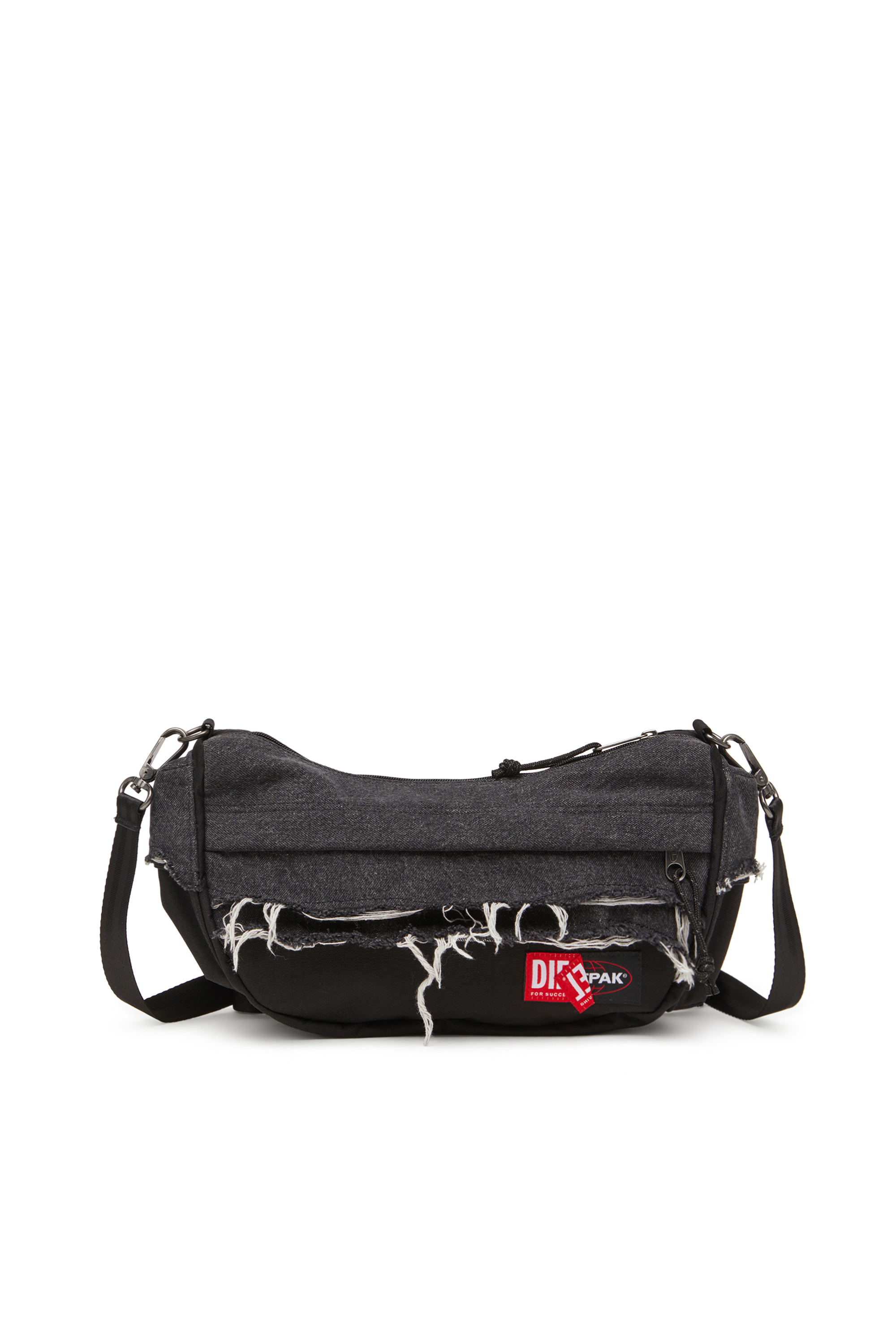 Diesel - DIESEL SHOULDER BAG, Sac à bandoulière en denim effet destroy et CORDURA® Mixte in Noir - 1