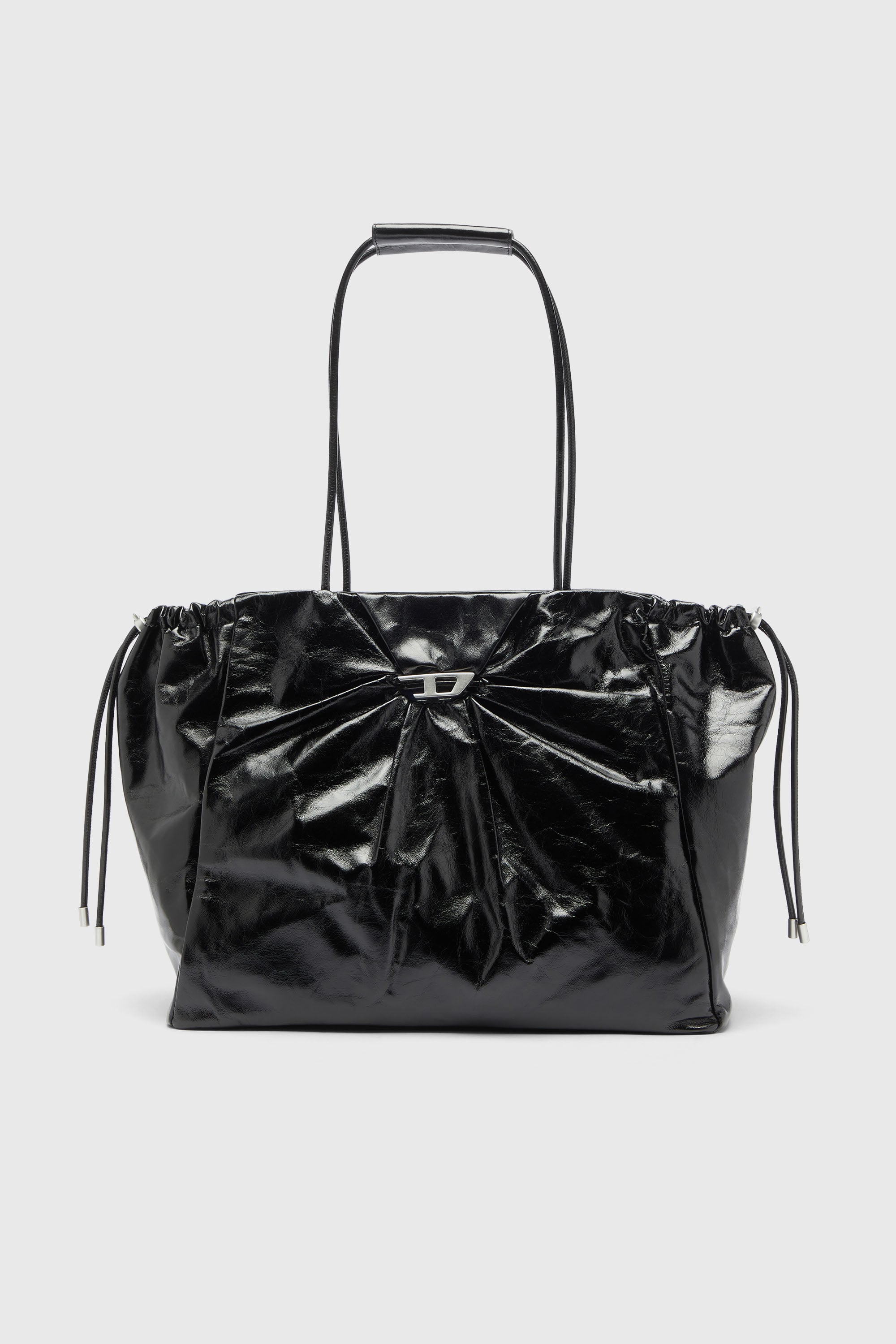 Diesel - SCRUNCH-D TOTE E/W, Scrunch-D - Sac cabas en cuir brillant effet froiss&eacute; Femme in Noir - 2