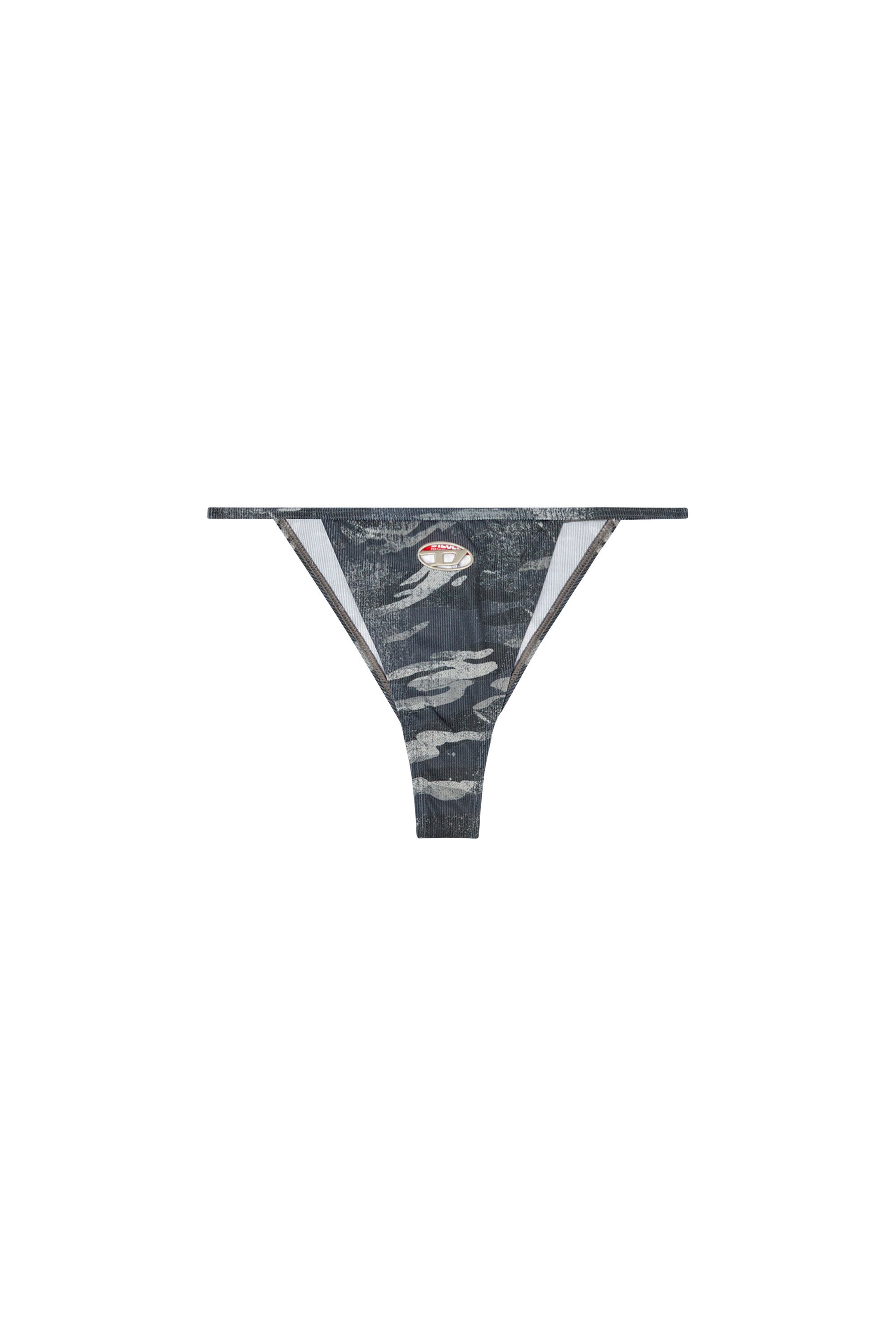 Diesel - CAMILLE-UTLT, Bas de bikini camouflage avec logo ajouré Femme in Noir - 4