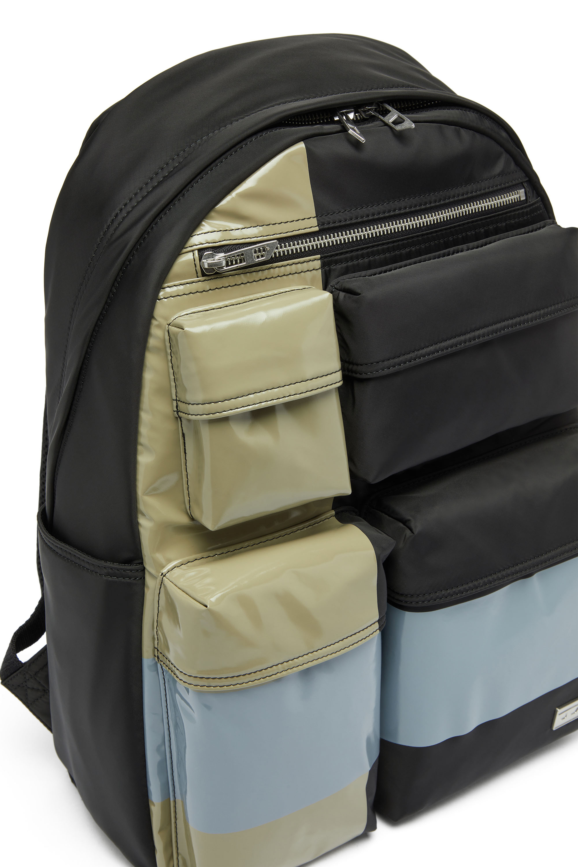 Diesel - MULTI-PKTS BACKPACK X, Unisex's Multi-Pkts - Color-block backpack with multiple pockets in Black/Green - 5