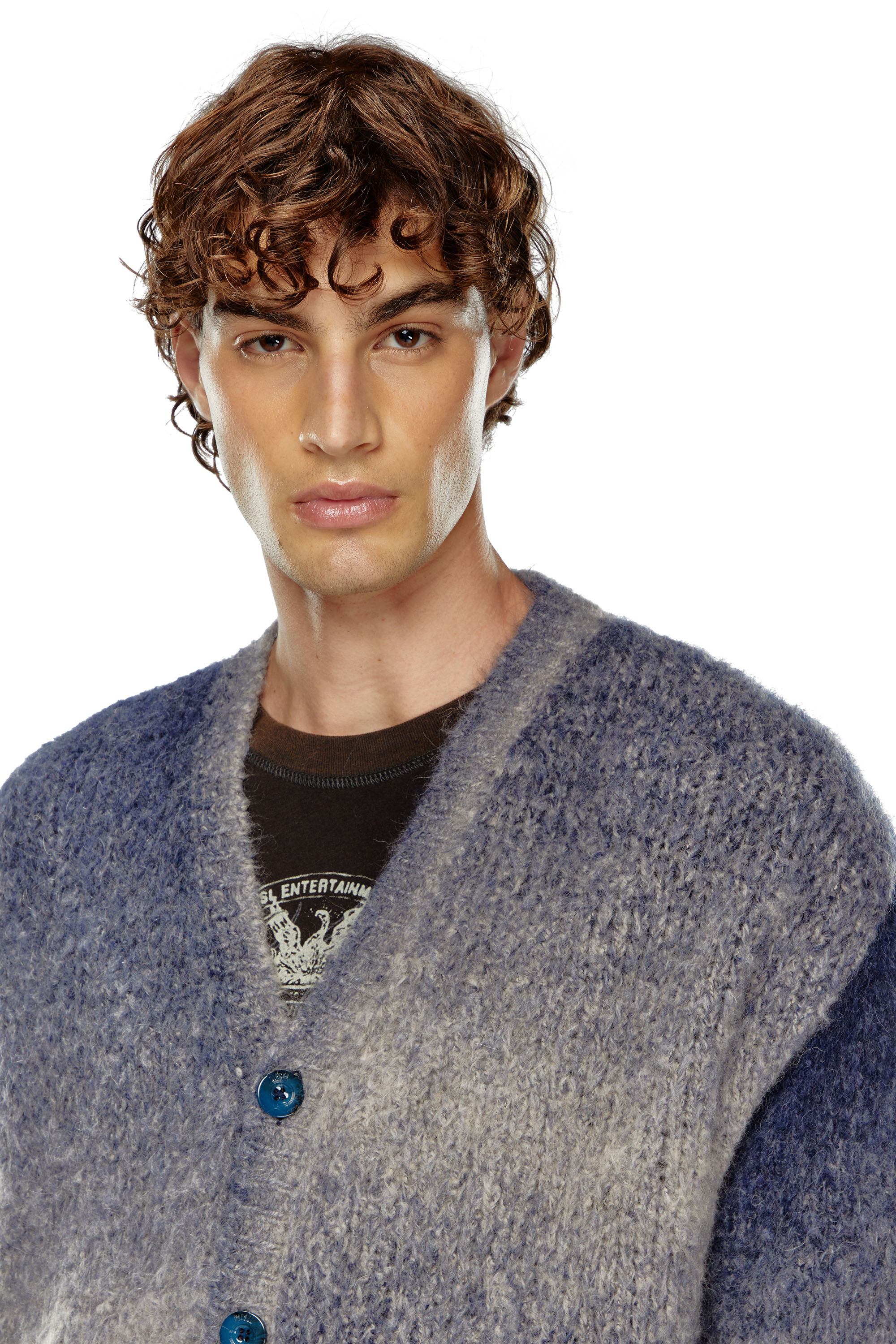 Diesel - K-RAMARRO, Cardigan effet dégradé en mélange d'alpaga Homme in Bleu - 5