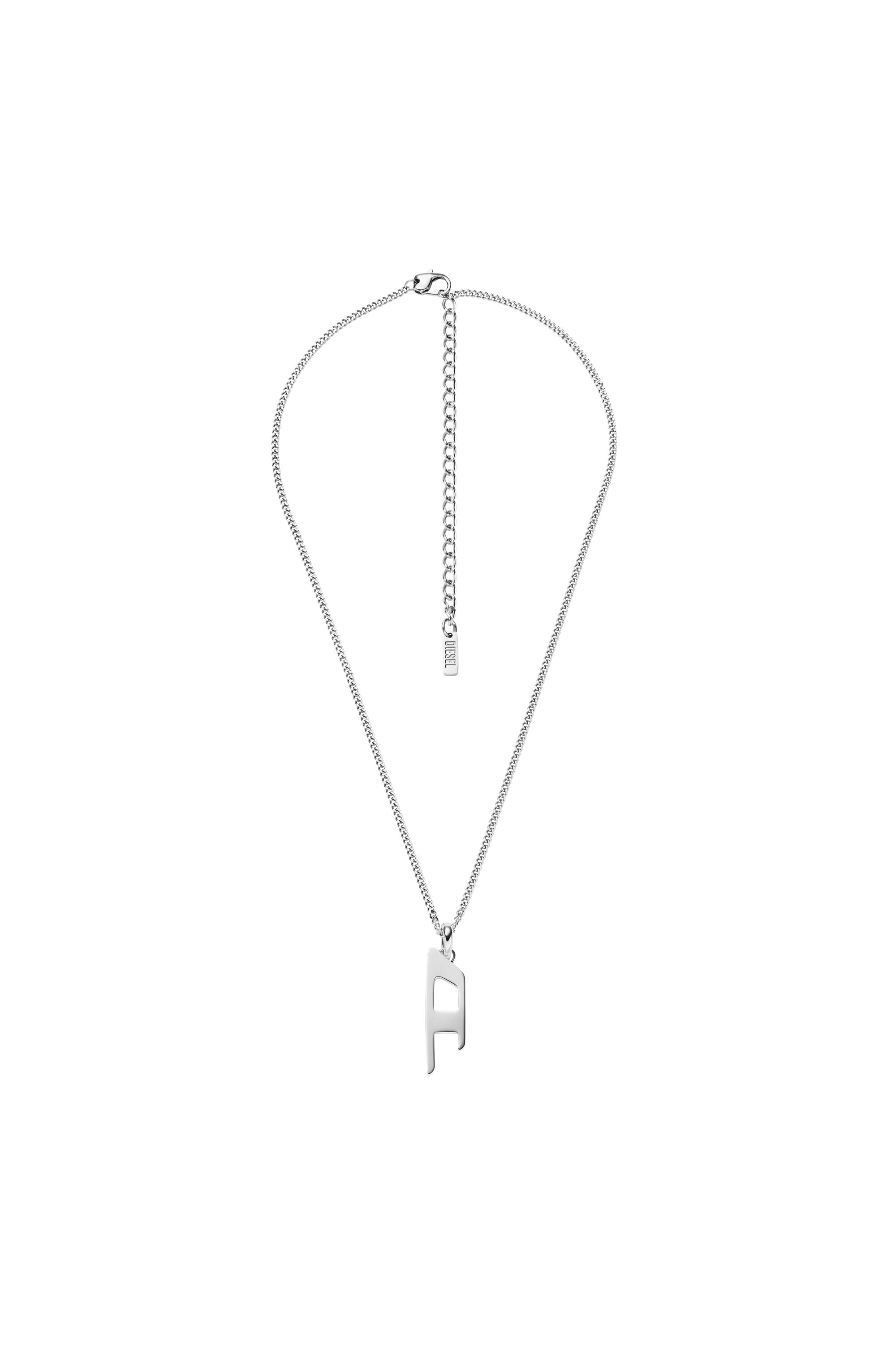 Diesel - DX1625040 JEWELLERY, Collier avec pendentif logo D en acier inoxydable Mixte in Gris argenté - 1