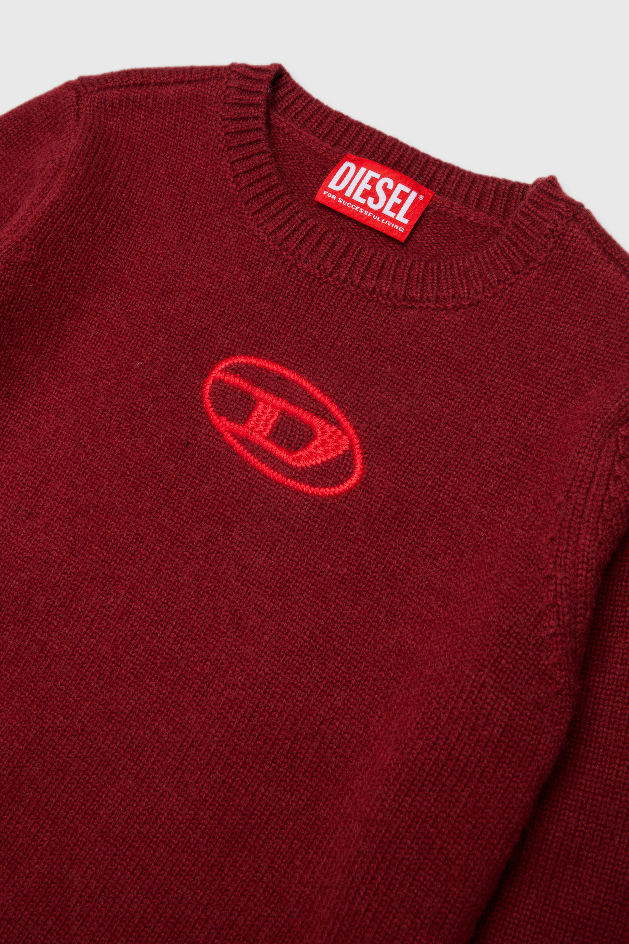 Diesel - KLIMO, Pull en maille enrichi en cachemire avec logo Oval D Homme in Rouge - 3
