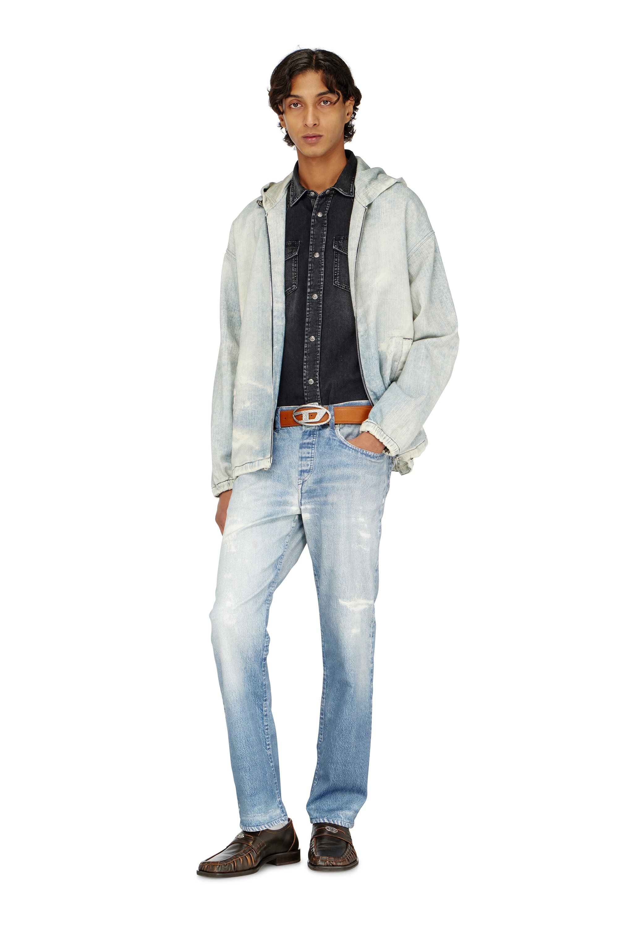 Diesel - D-WYNNY JOGG, Hooded JoggJeans veste effet trompe-l&rsquo;&oelig;il Homme in Bleu - 2