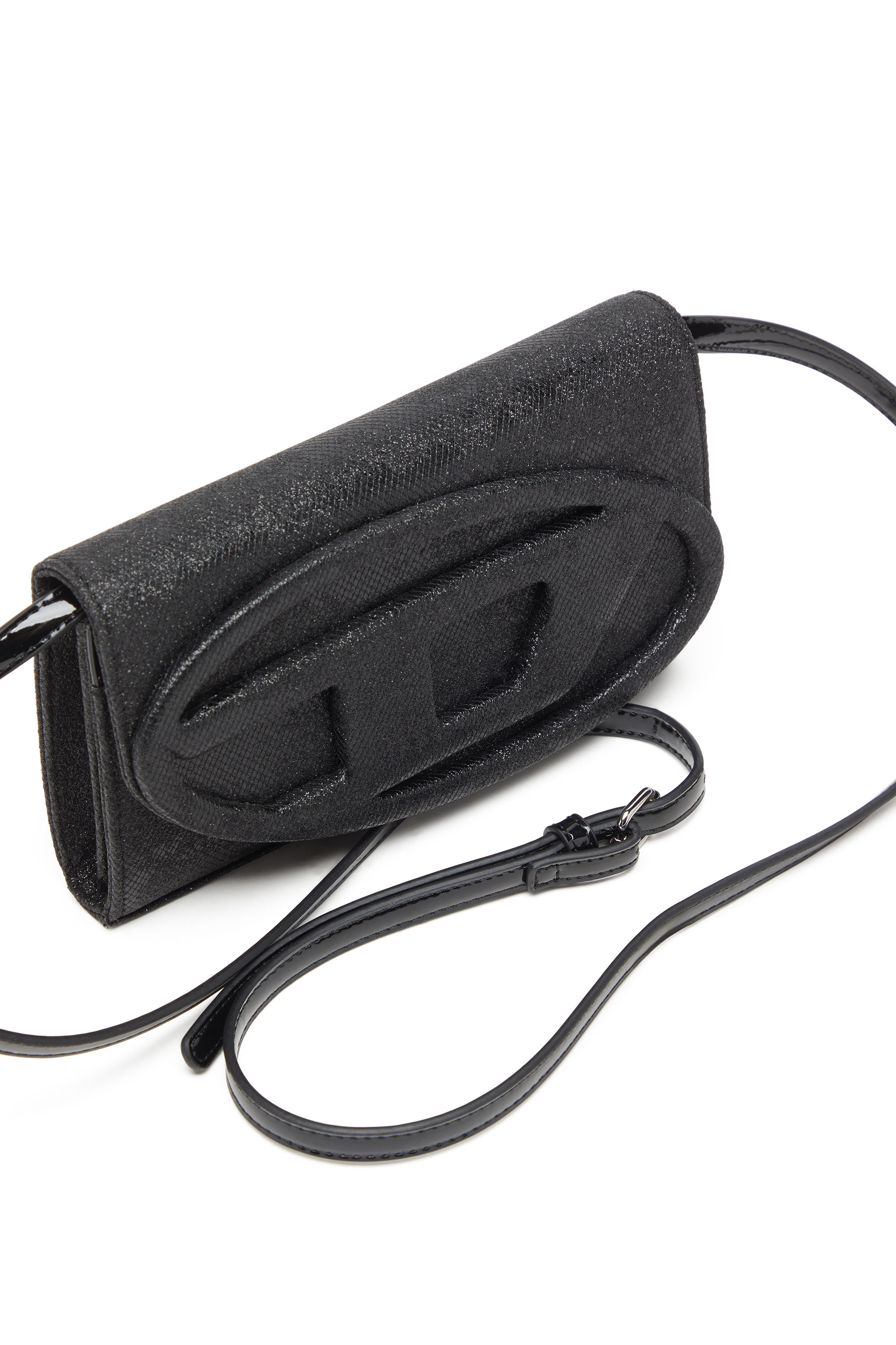 Diesel - 1DR WALLET STRAP, Porte-monnaie en Lurex camouflage à paillettes Femme in Noir - 5