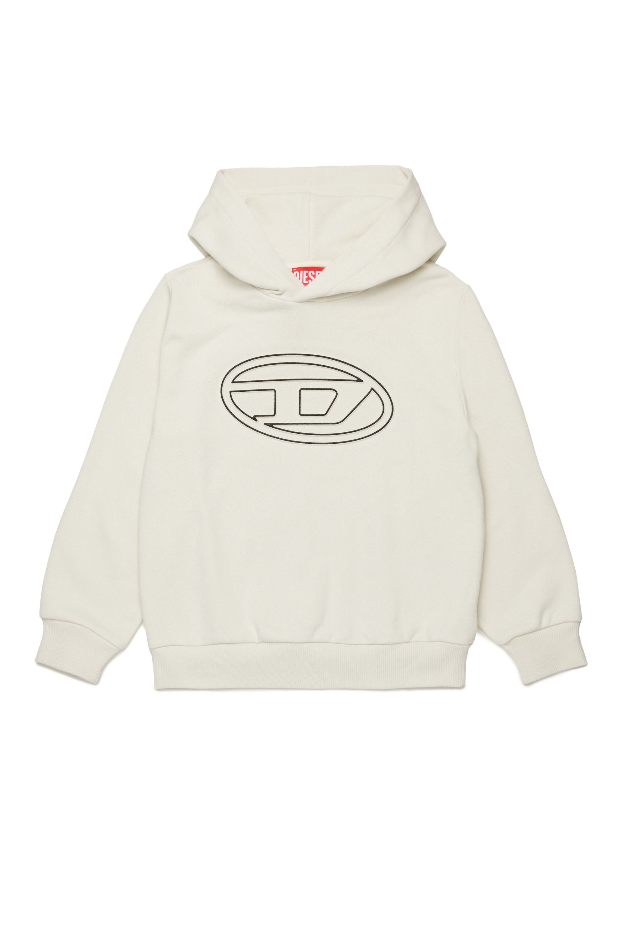 Diesel - SBIGOVALHOOD OVER, Man's Hoodie with embossed Oval D logo in White - 1