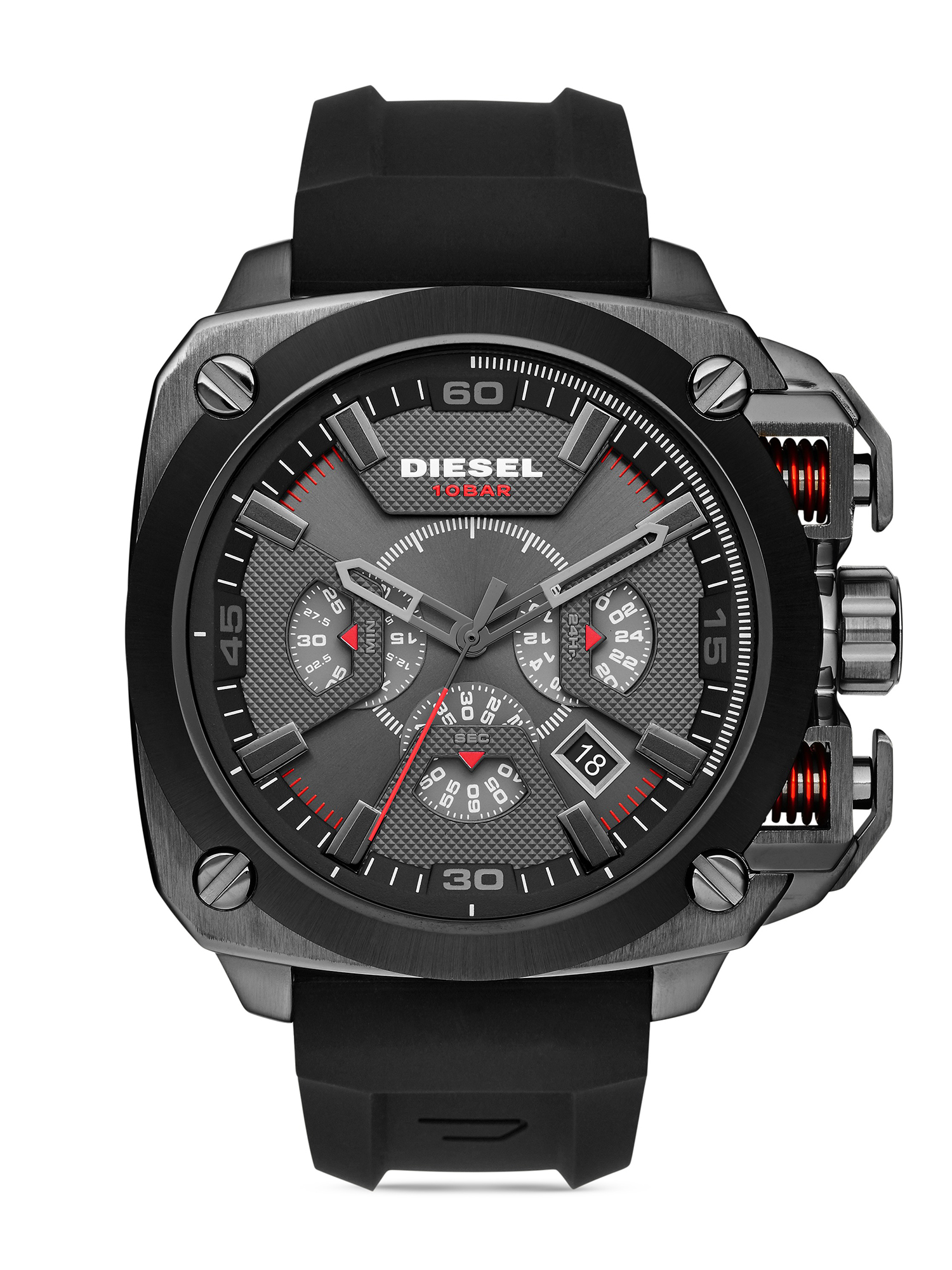 ティム Men's Bamf Chronograph Black Silicone Watch | Black | Diesel