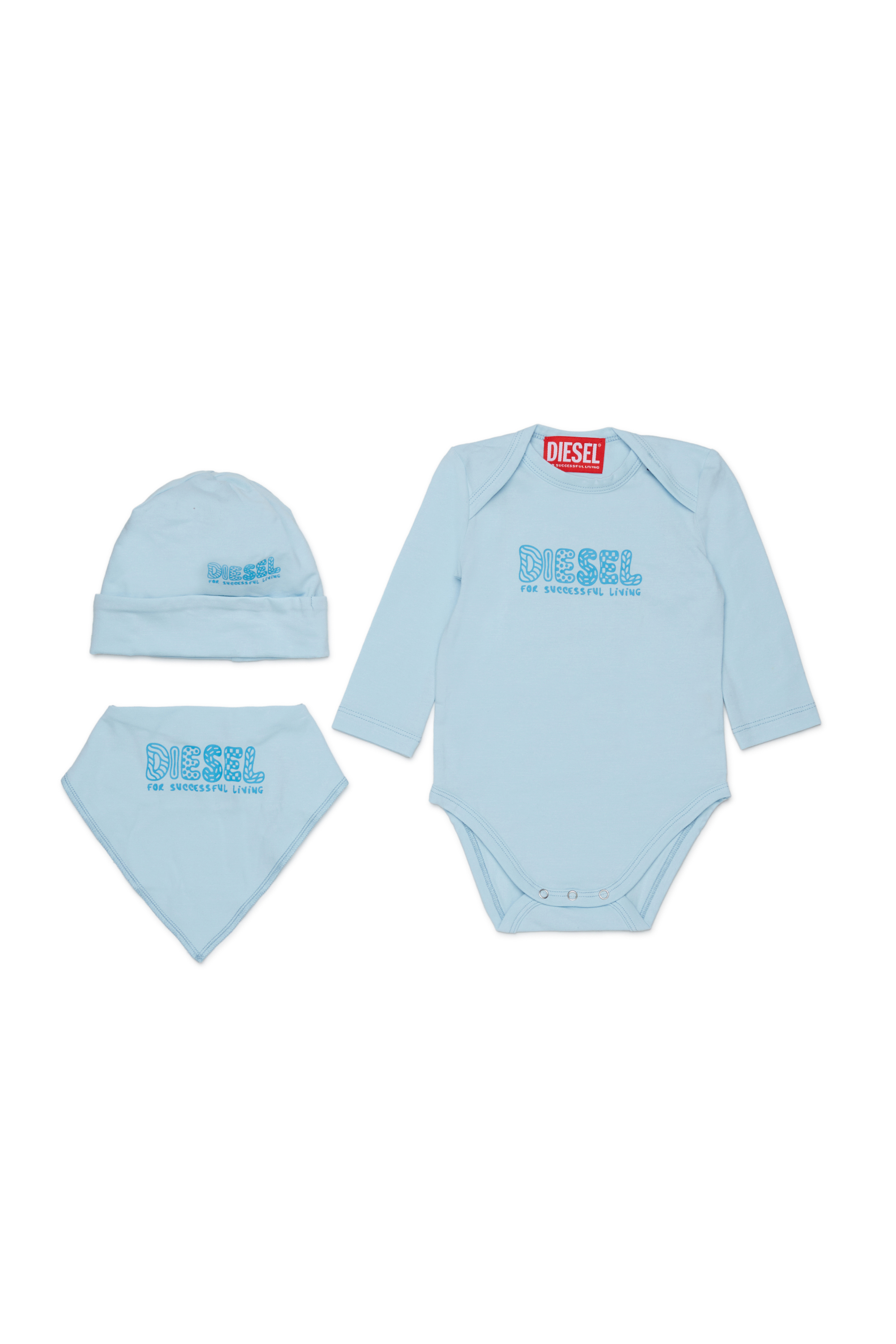Diesel - UBBYBOX-NB, Unisex's Newborn set with doodle-logo print in Light Blue - 1