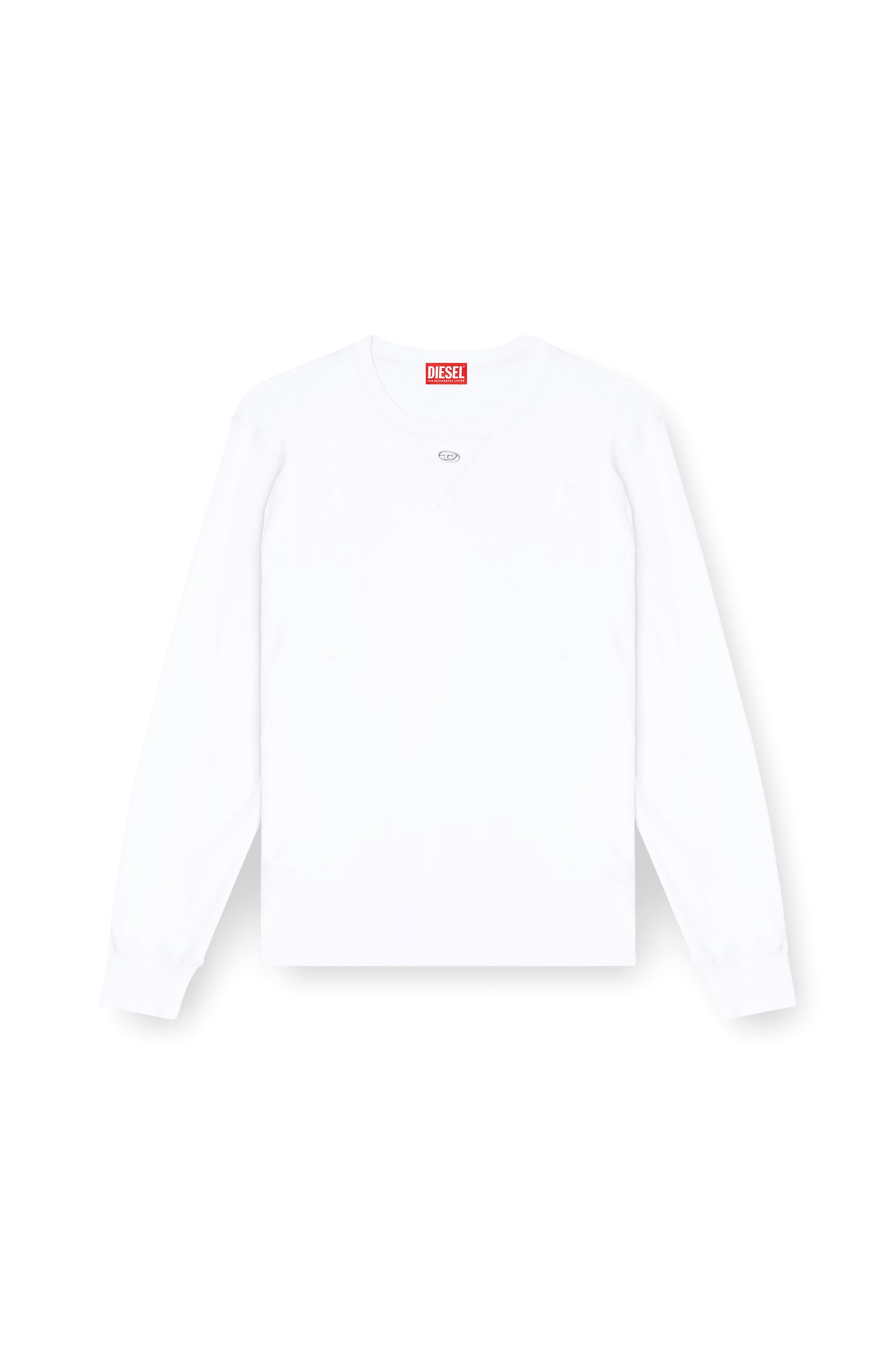 Diesel - T-MADJUST-LS-TR, T-shirt &agrave; manches longues en coton avec Oval D Homme in Blanc - 3