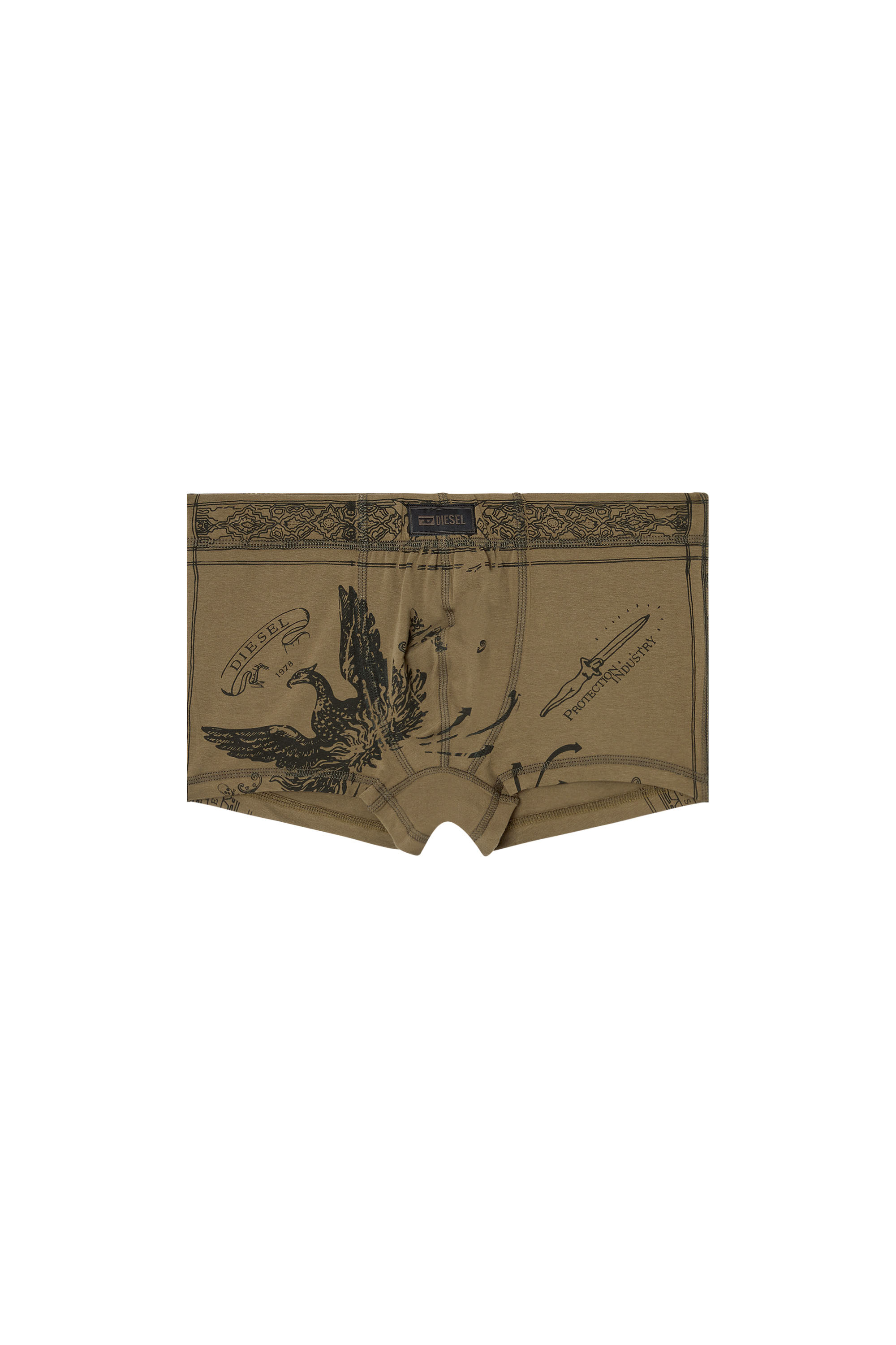 Diesel - DAMIEN-UTLT, Man's Boxer briefs with Phoenix print in Military Green - 3
