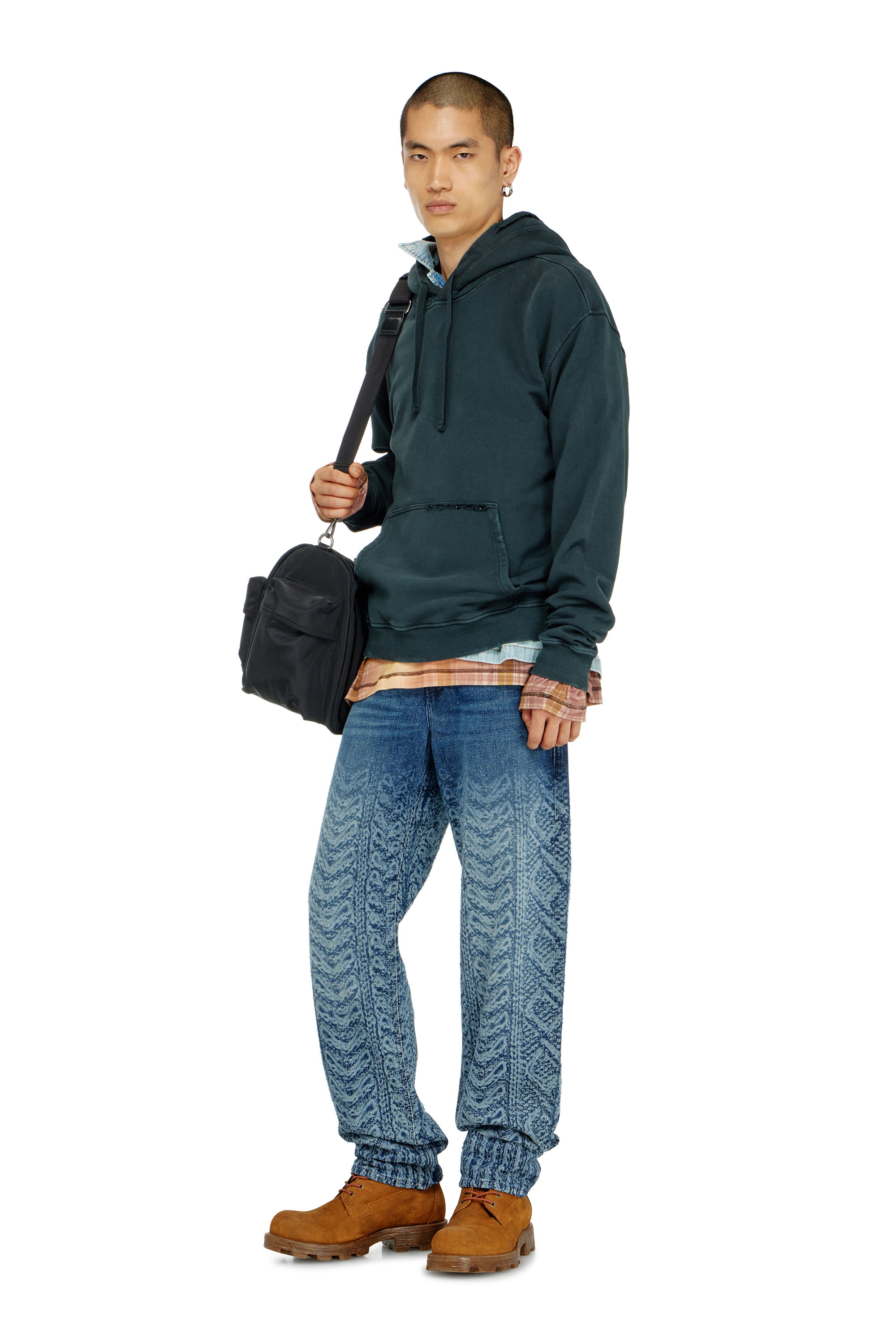 Diesel - S-NORM-HOOD-CRYSTALS, Sweat &agrave; capuche avec d&eacute;chirures et d&eacute;tails en cristal Homme in ToBeDefined - 1