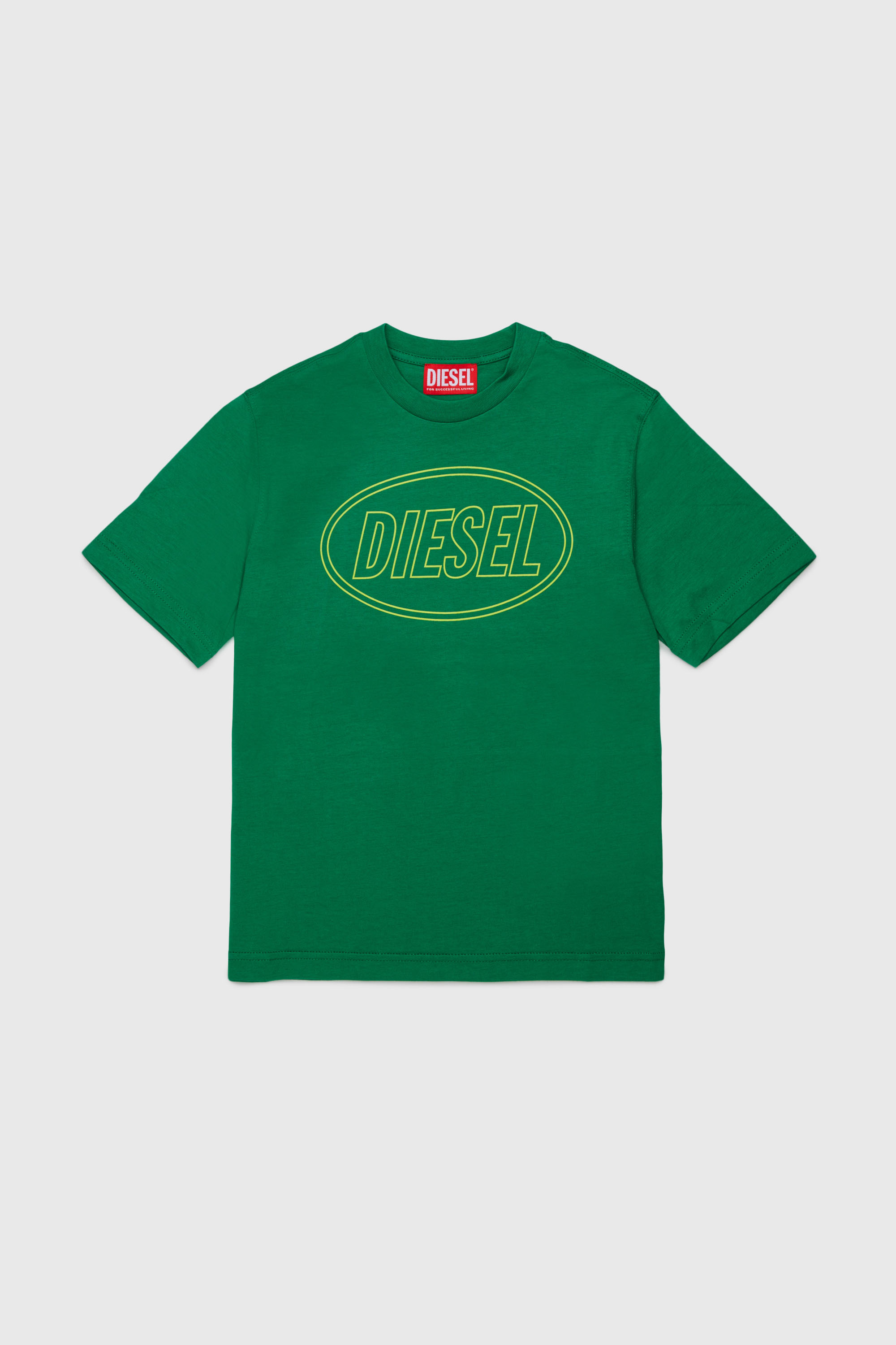 Diesel - TCIRCLE OVER, Man's Cotton T-shirt with Diesel print in Green - 1