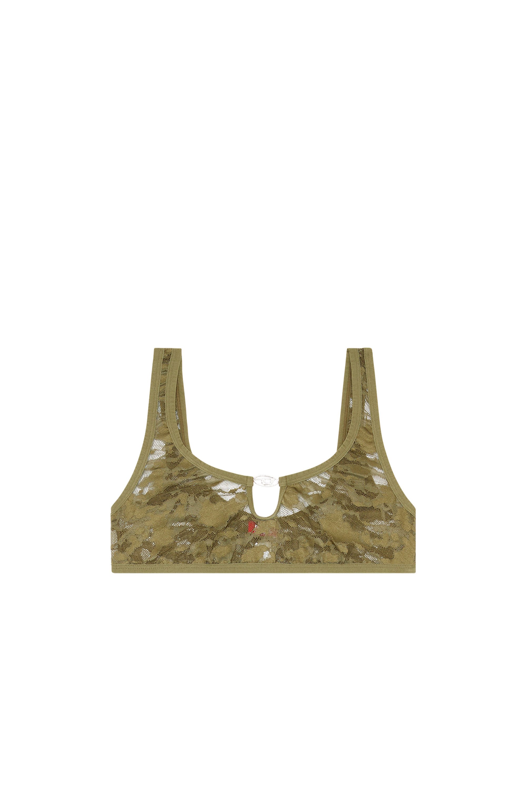 Diesel - UFSB-D-OVAL-LACE-BRALETTE, Brassière en dentelle camouflage avec plaque Oval D Femme in Vert - 4