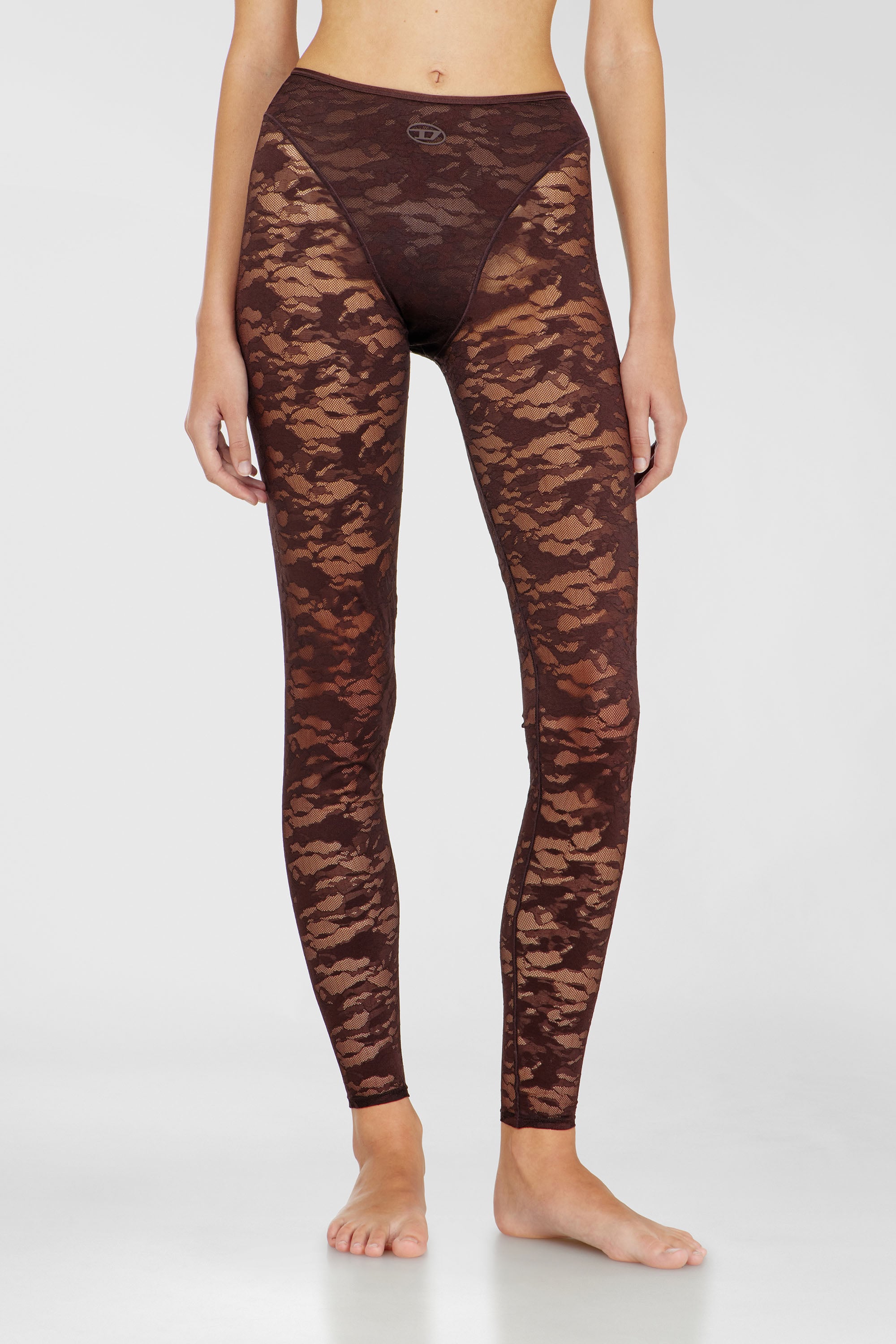 Diesel - HAYLEY-UTLT, Leggings en dentelle nylon camouflage Femme in Marron - 1