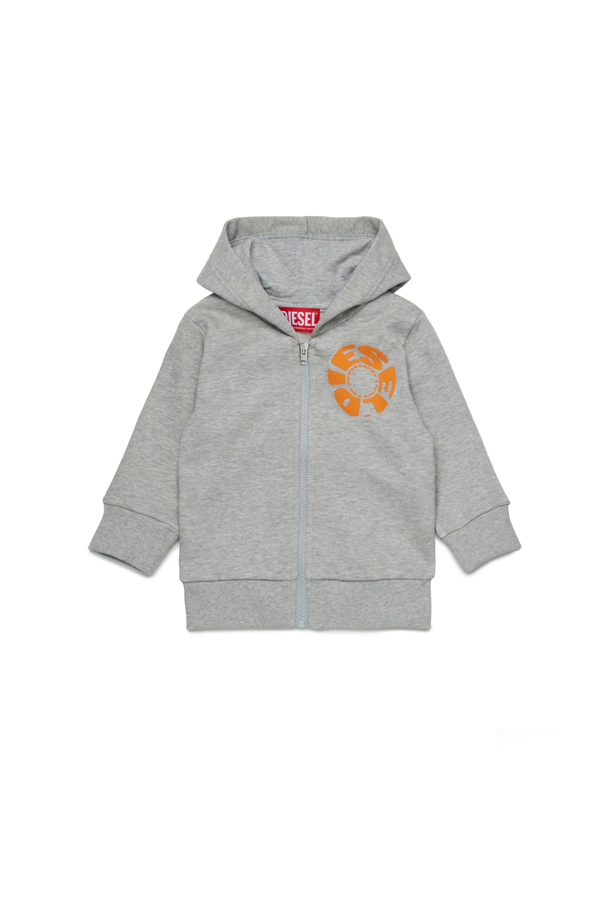 Diesel - SPRAVONB, Sweat à capuche en coton avec fermeture éclair intégrale Homme in Gris - 1