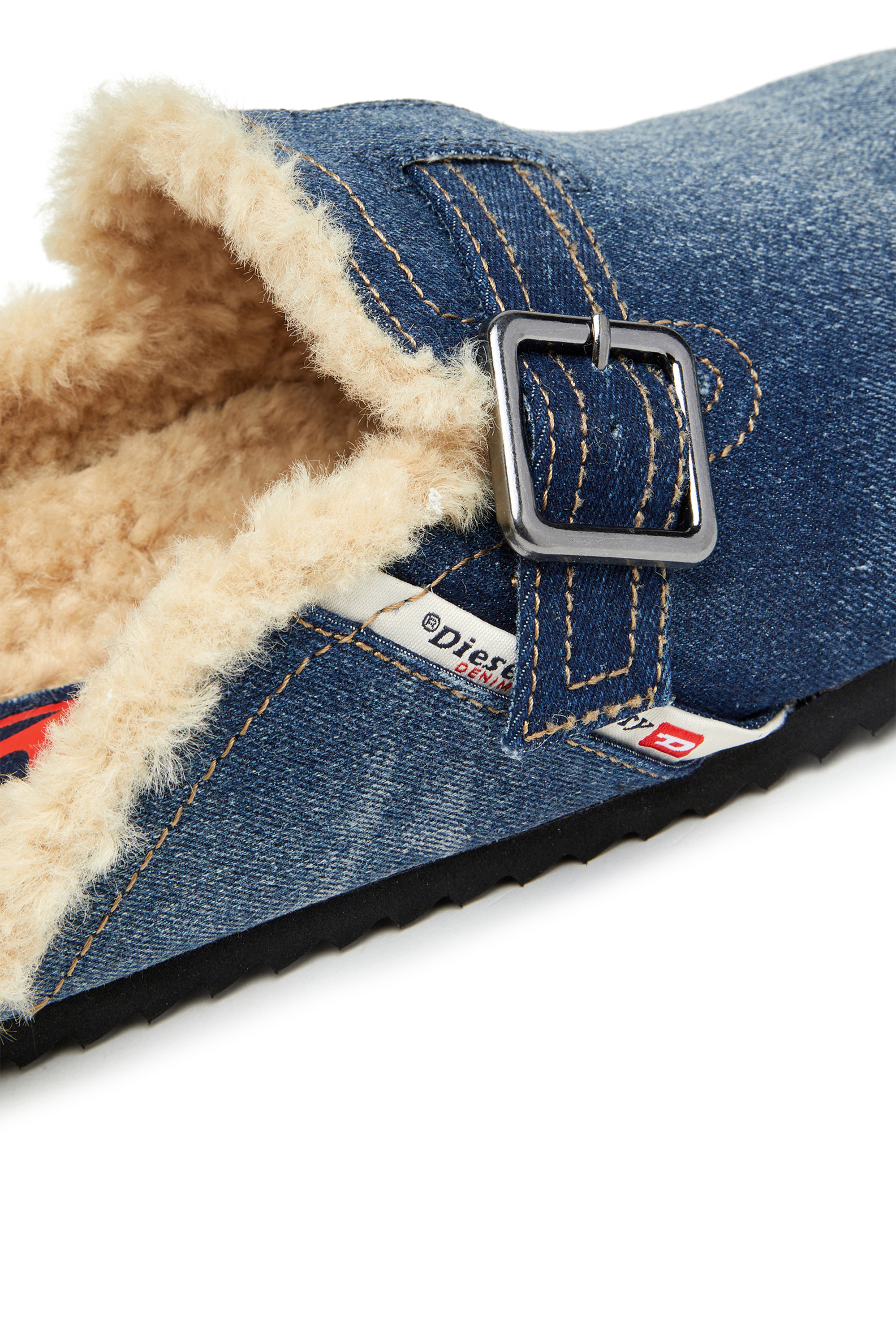 Diesel - D-WOODSTOCK X, D-Woodstock-Mules en denim avec doublure duveteuse Homme in Bleu - 6