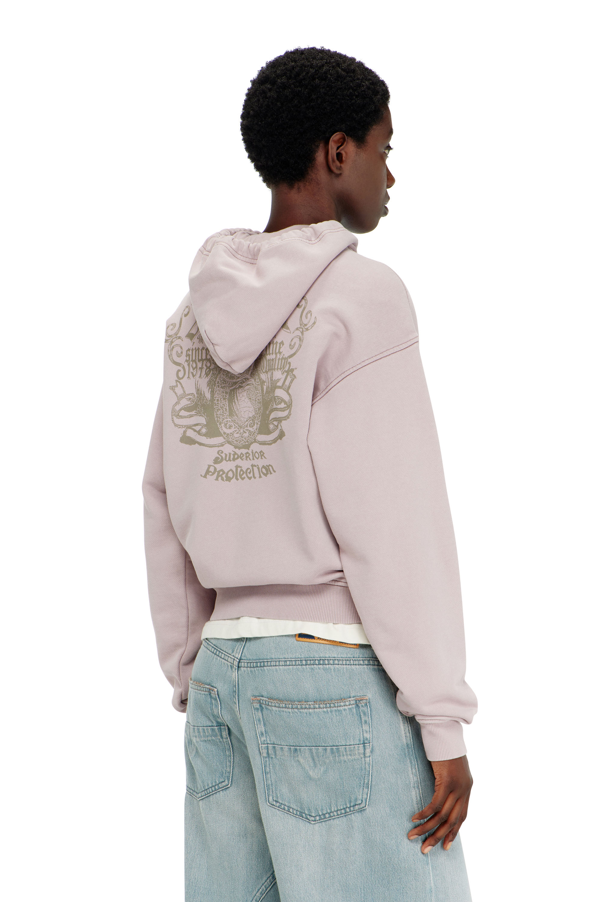 Diesel - F-PHOENY, Sweat &agrave; capuche avec imprim&eacute;s et clous strass Femme in Violet - 4