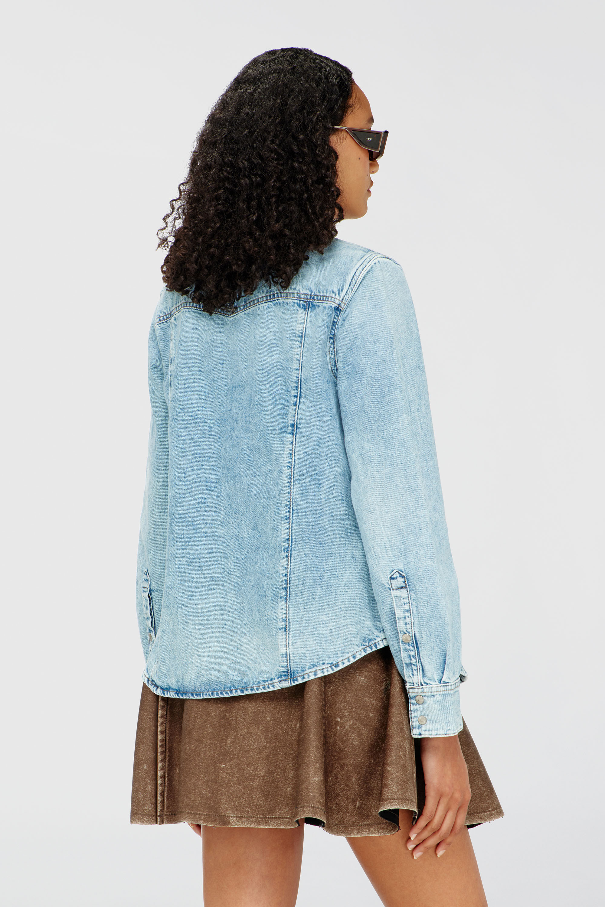 Diesel - DE-WAVES, Chemise western en denim Femme in Bleu - 4