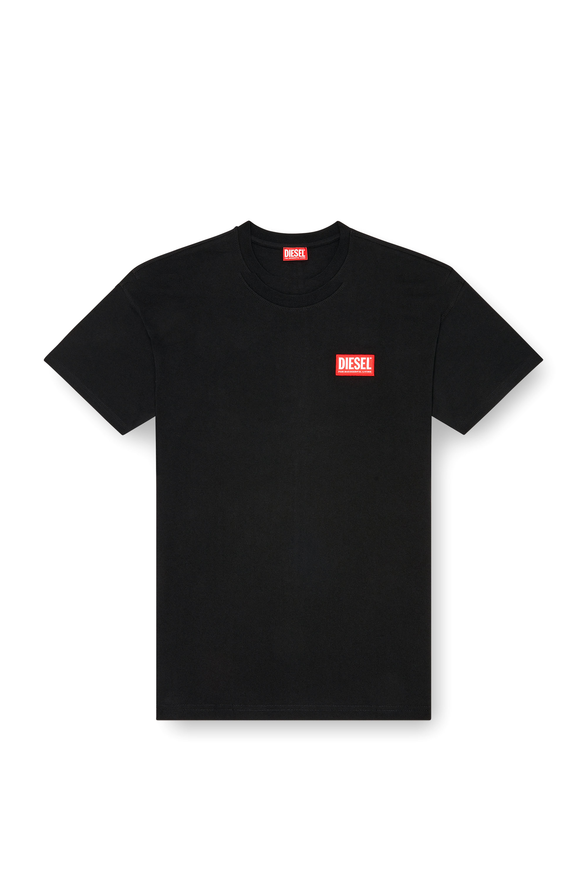 Diesel - T-BOXT-LAB, T-shirt avec empiècement à logo en jacquard Homme in Noir - 3