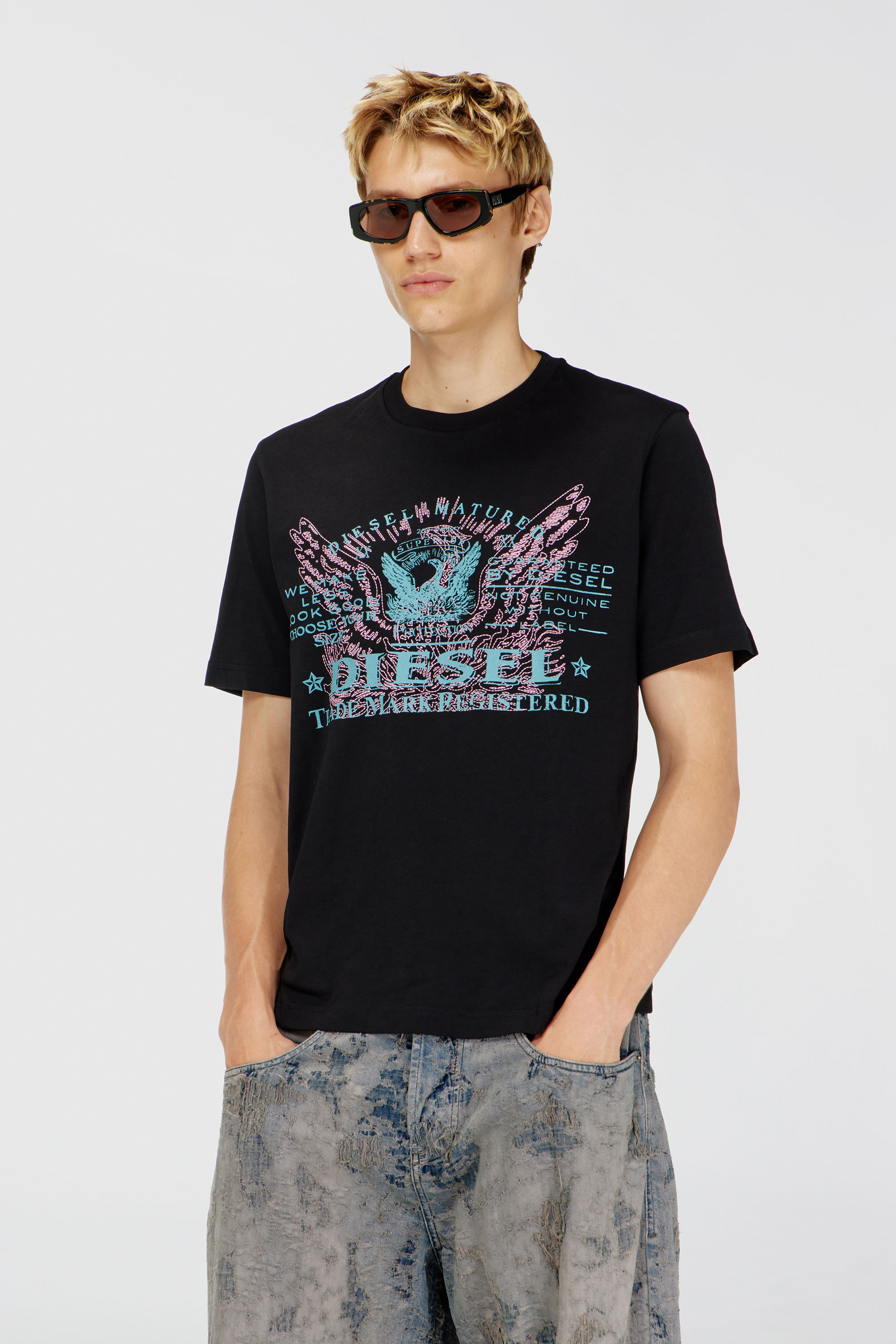 Diesel - T-JUST-FENIX-T92, Man's Cotton T-shirt with graphic print in Black - 1