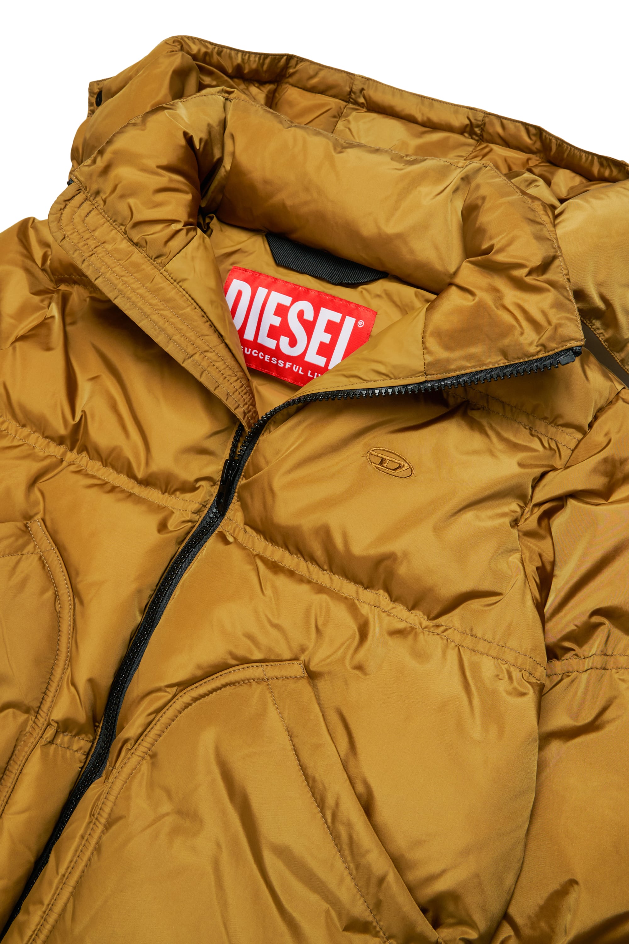 Diesel - JRIVON, Doudoune &agrave; capuche avec poches oversize Mixte in Marron - 3