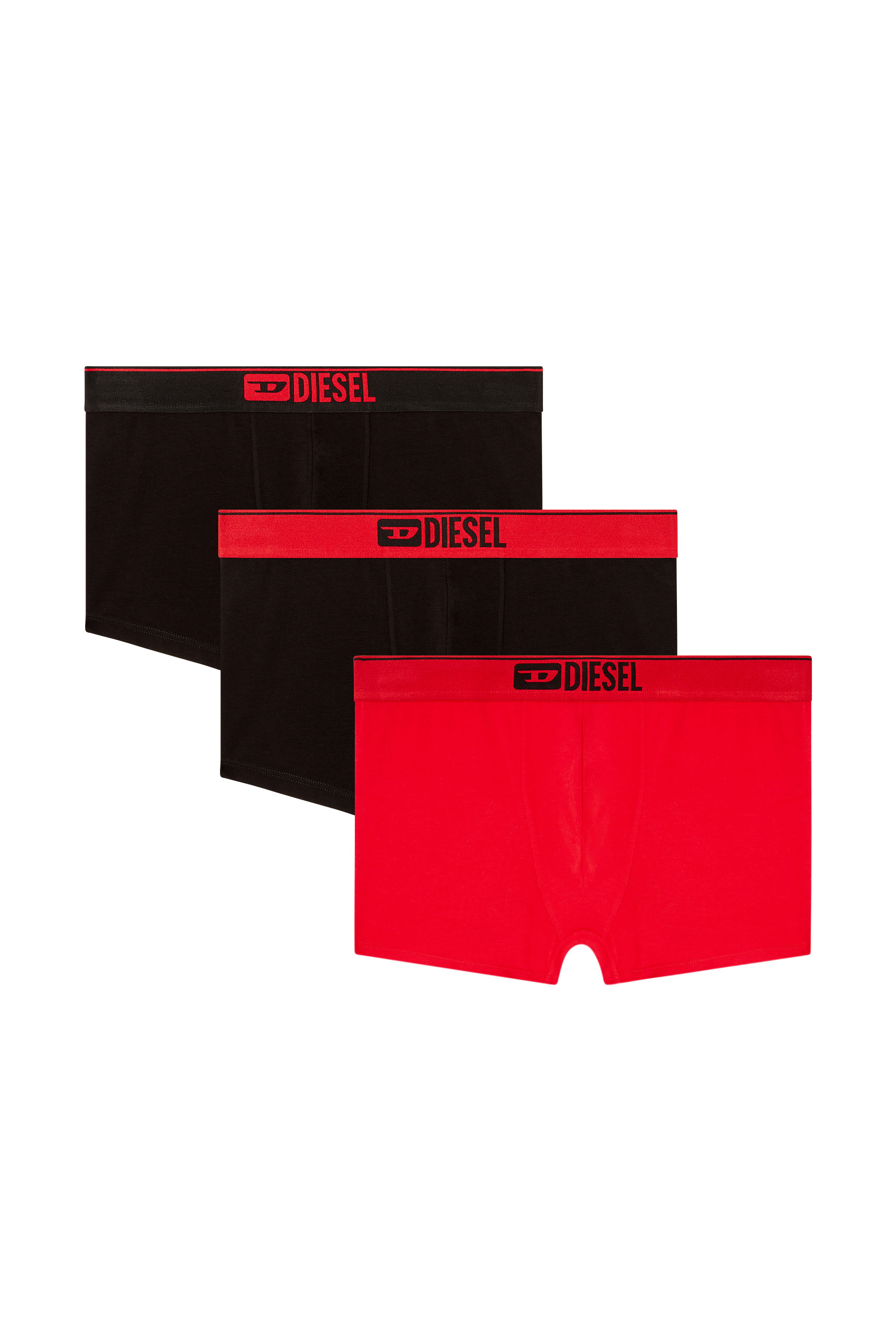 Diesel - UMBX-DAMIENTHREEPACK, Man's Three-pack of plain boxer in Red/Black - 1