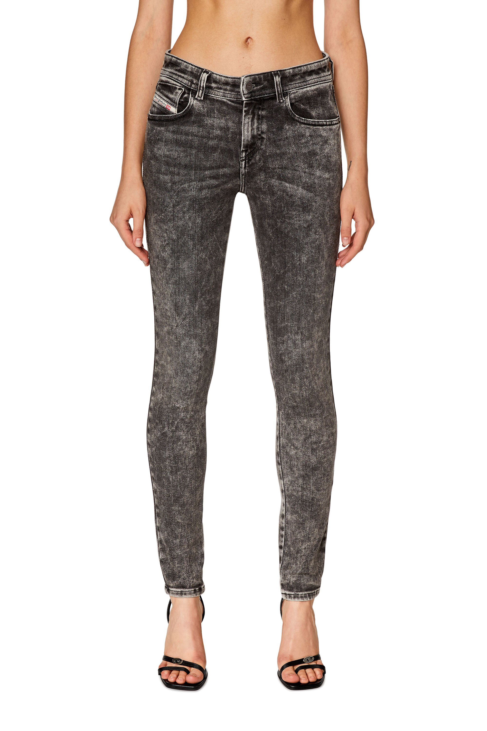 Diesel - Super skinny Jeans 2017 Slandy 09F80, Woman's Super skinny Jeans - 2017 Slandy in Black/Dark grey - 3