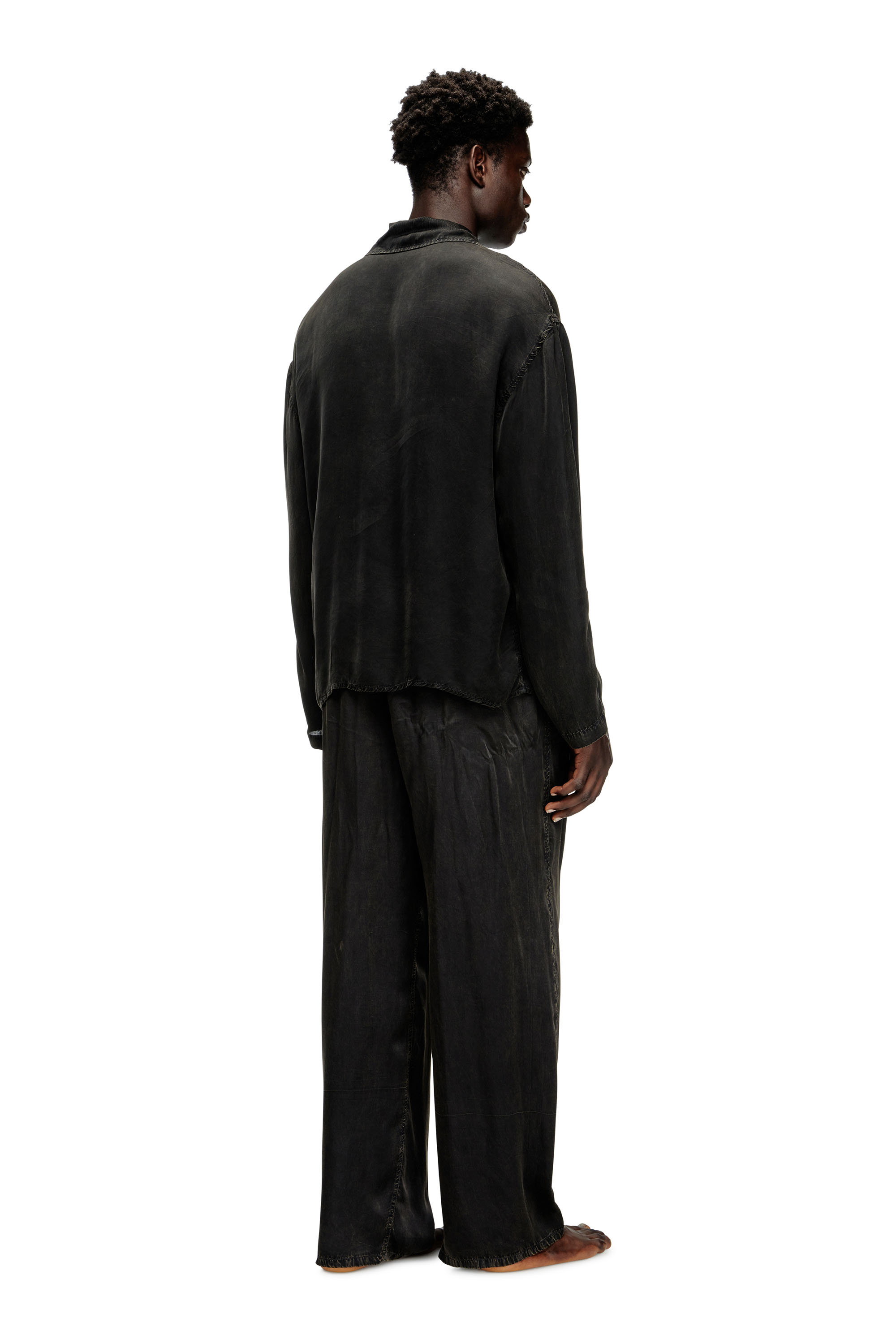 Diesel - SET-KEITH-DNM, Pyjama fluide avec effet denim Mixte in Noir - 5