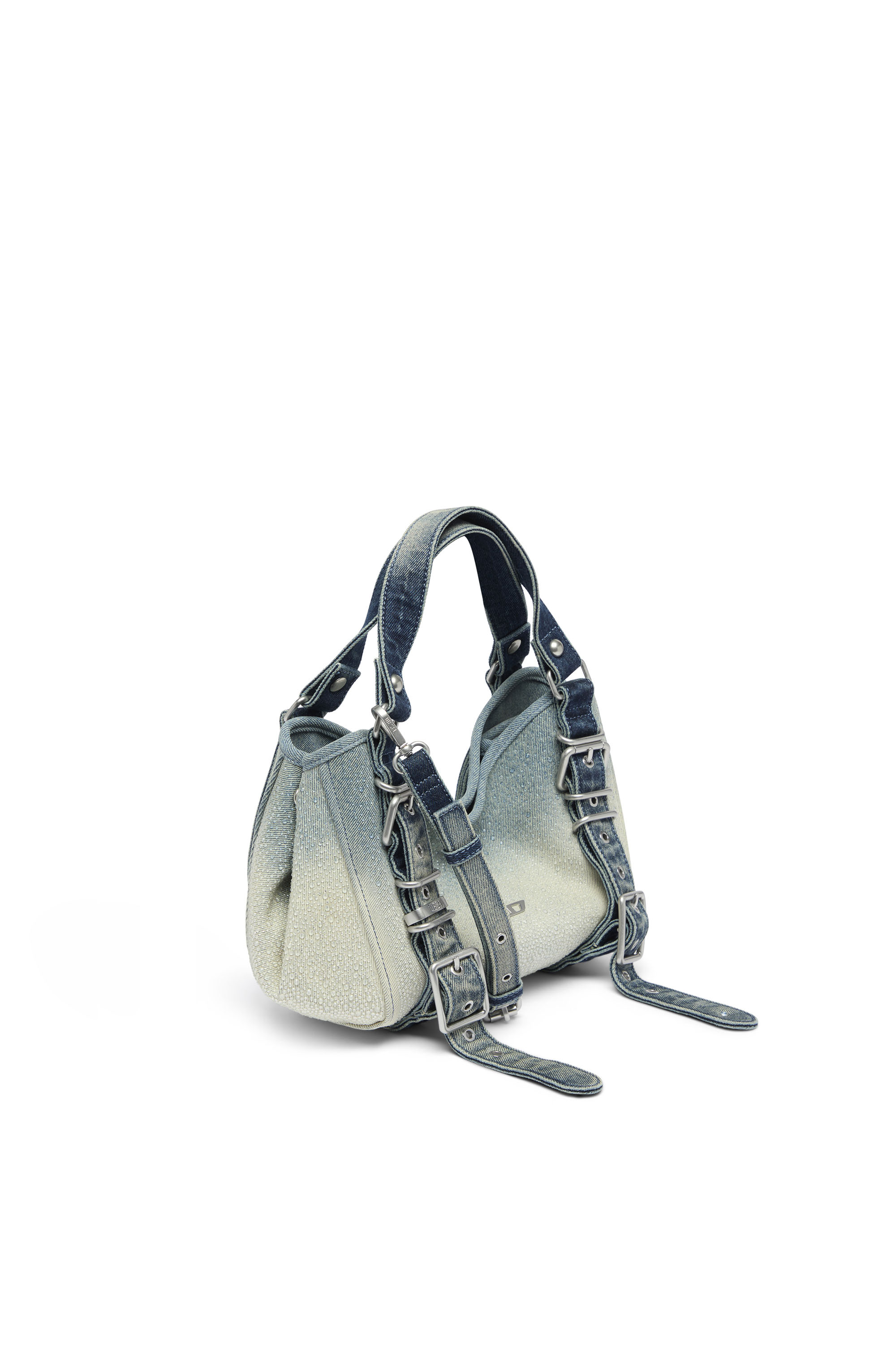 Diesel - D-ONE TOPHANDLE S, D-One-Sac small &agrave; poign&eacute;e sup&eacute;rieure en denim solaris&eacute; orn&eacute; de cristaux Femme in Bleu - 5