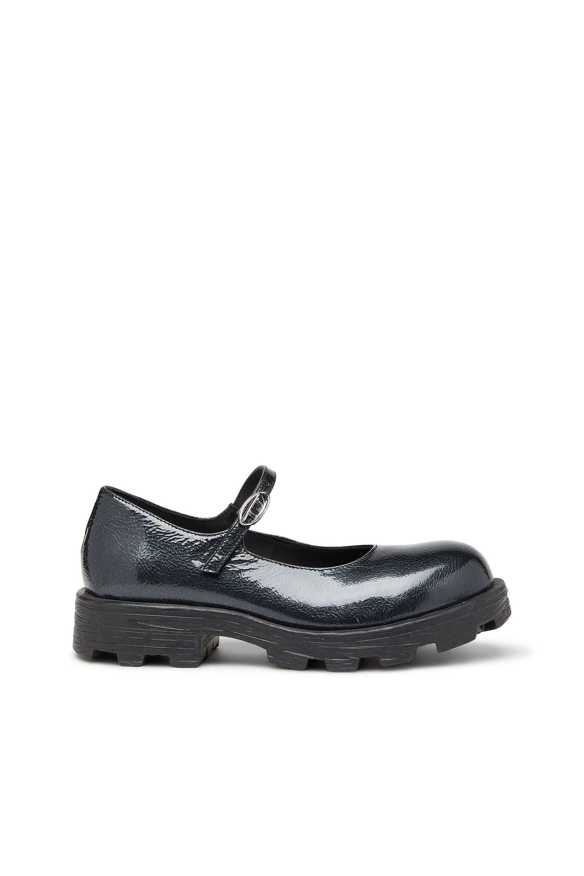 Diesel - D-HAMMER MARY JANE, D-Hammer - Babies &agrave; semelle crant&eacute;e en cuir verni Femme in Noir - 1