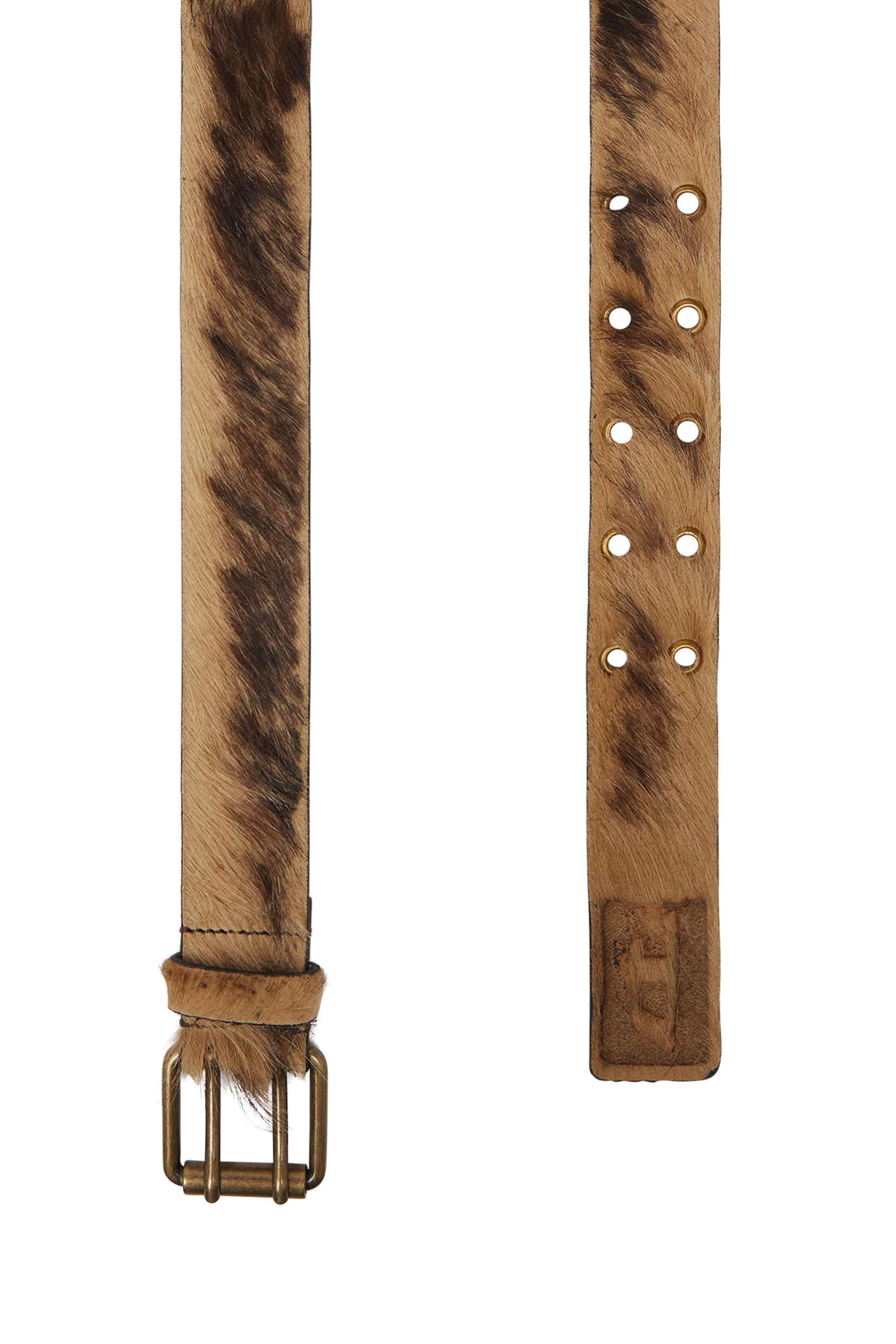 Diesel - B-FLAG-D, Ceinture de 4 cm en cuir à longs poils Mixte in Marron - 2