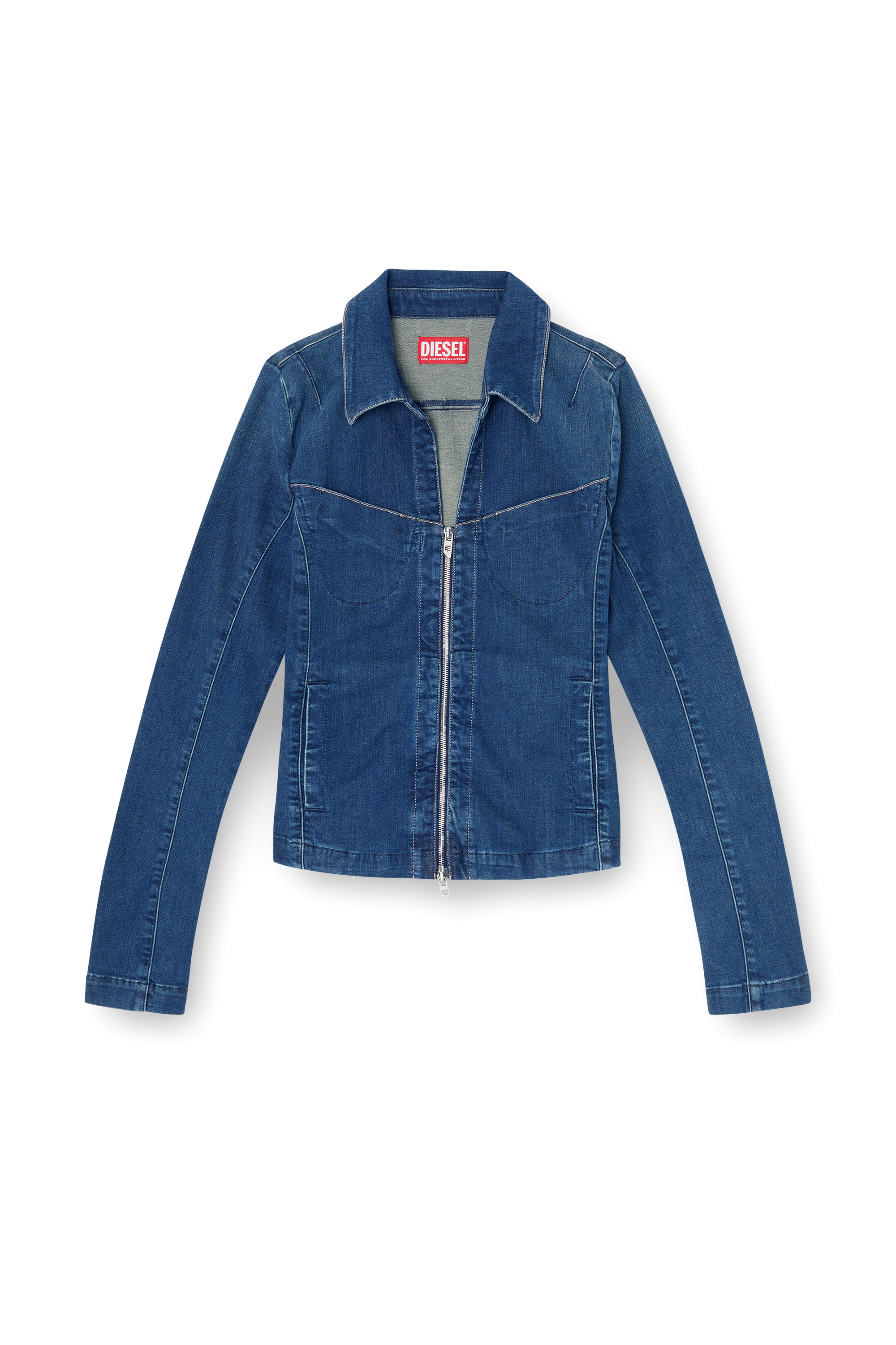 Diesel - DE-QUINOR-S1, Chemise zipp&eacute;e en denim Femme in Bleu - 2