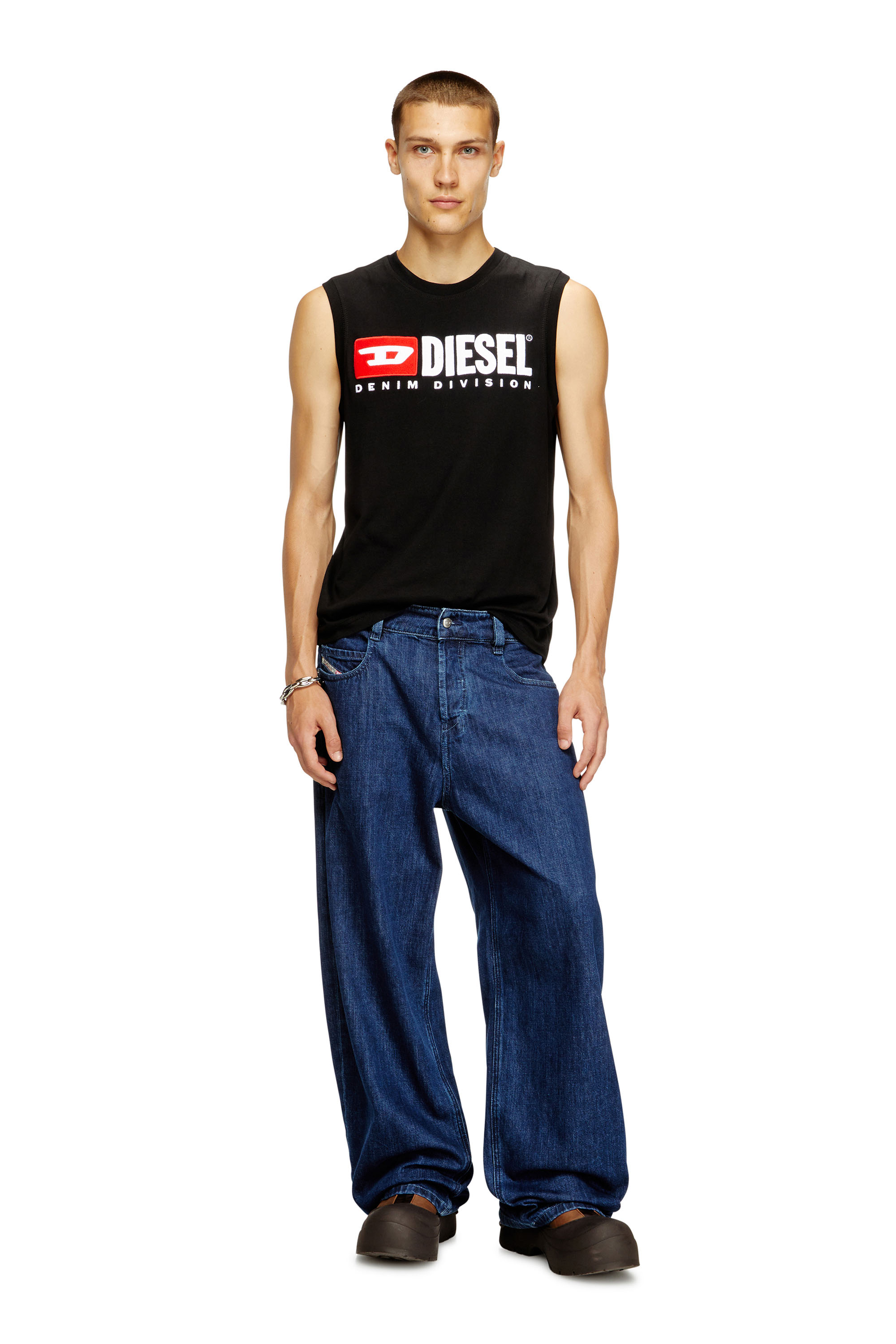 Diesel - T-ISCO-DIV, Débardeur avec logo imprimé sur le devant Homme in Noir - 1