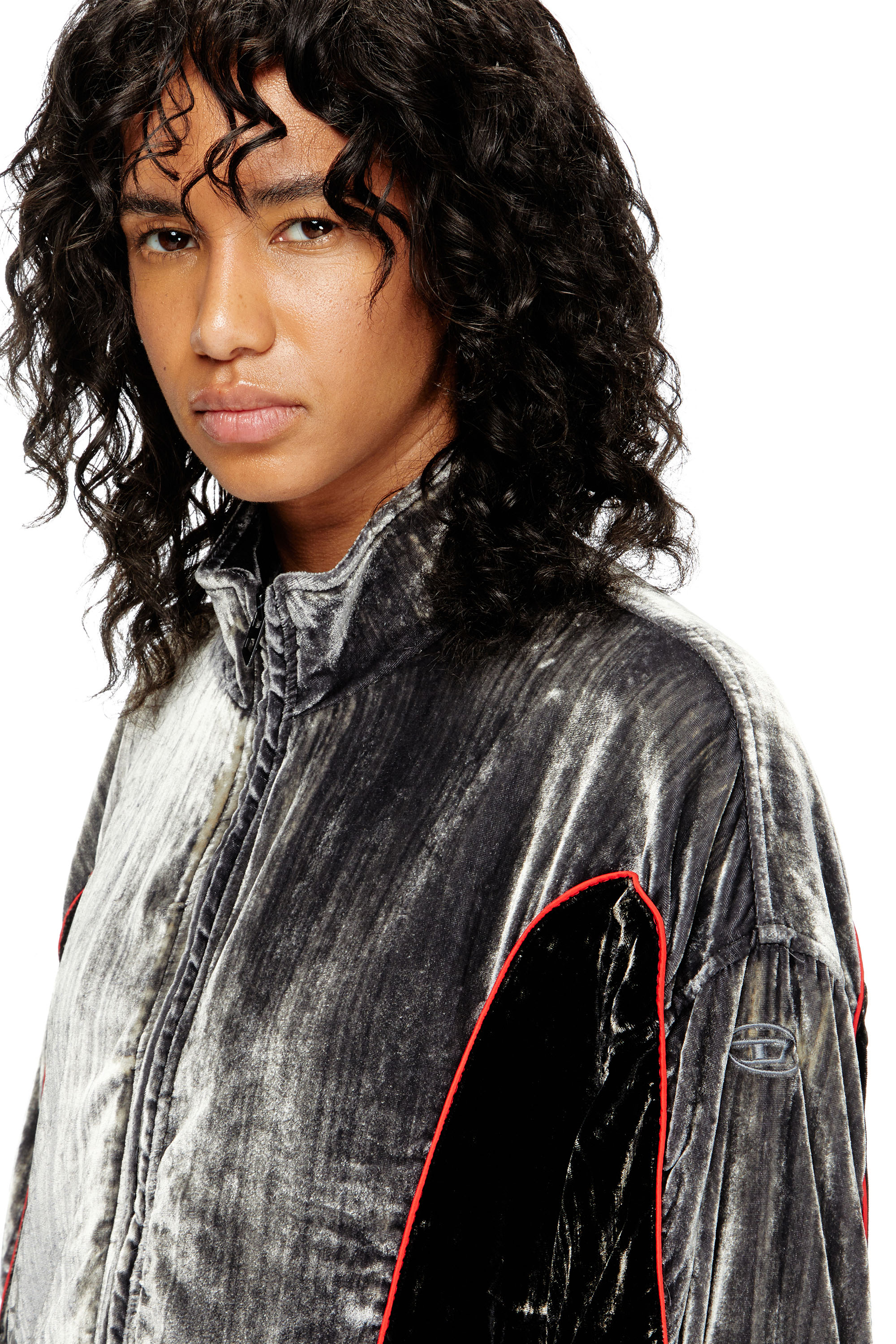 G-RIFFIN, Gris foncé Diesel - G-RIFFIN, Veste de survêtement en velours traité Femme in Gris - 5